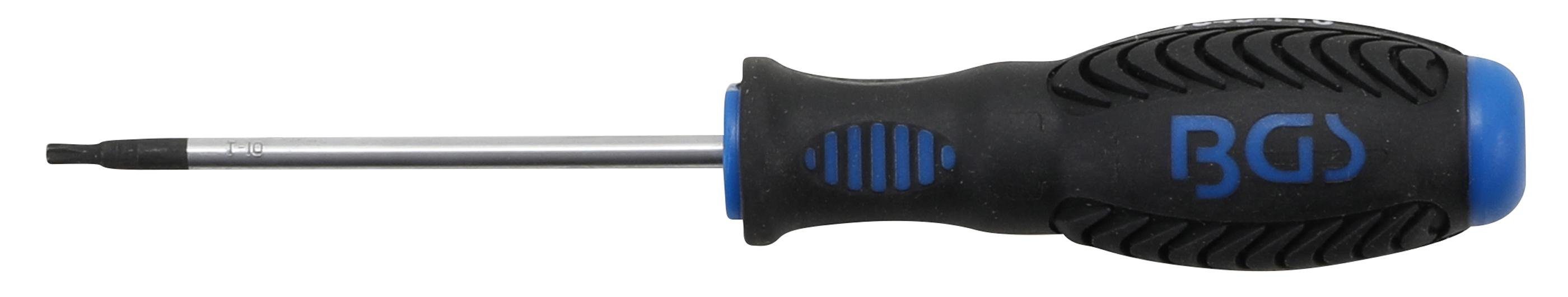 BGS technic Bit-Schraubendreher Schraubendreher, T-Profil (für Torx) mit Bohrung T10, Klingenlänge 80 mm