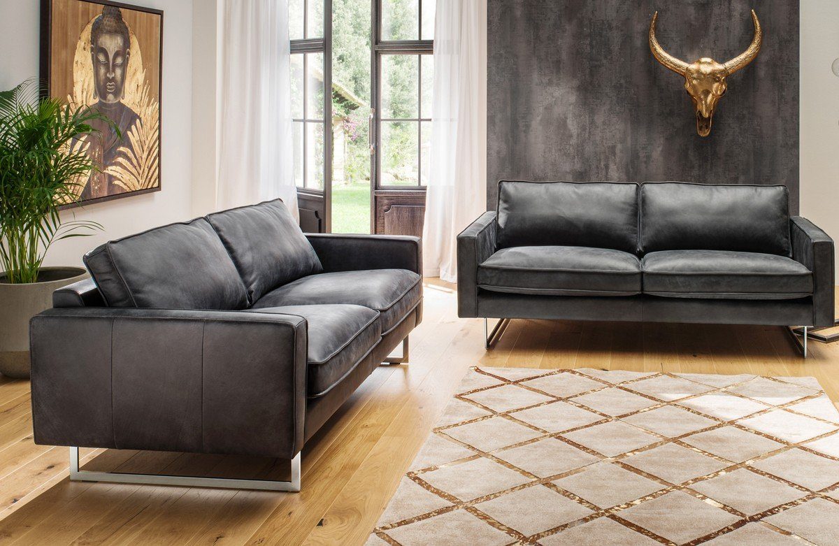 Kasper-Wohndesign Sofa »ALINE«, Leder schwarz mit oder ohne Sessel online  kaufen | OTTO