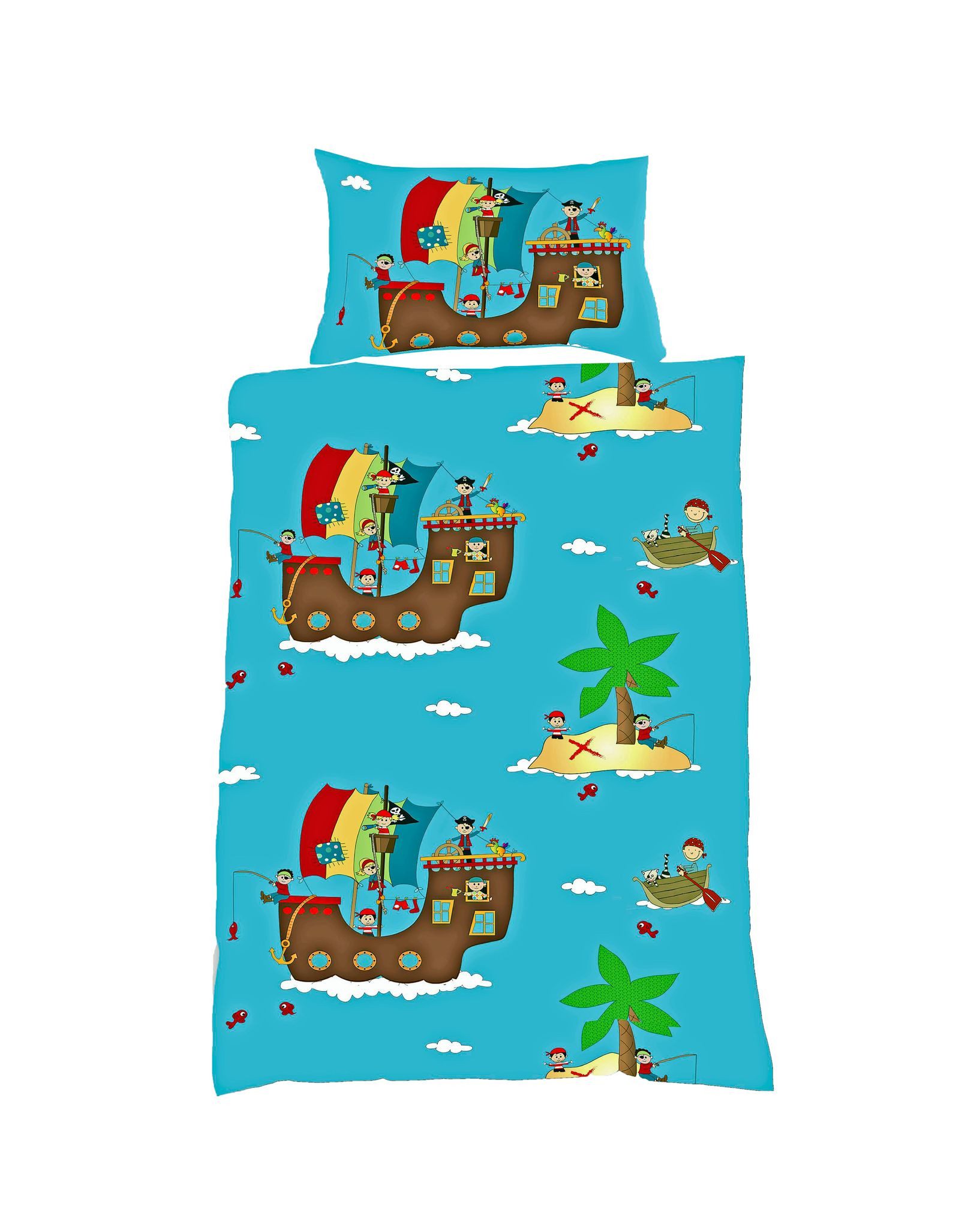 JACK Babybettwäsche 100x135cm Piratenschiff Pirat Schatz Fleuresse, Biber, günstig online kaufen