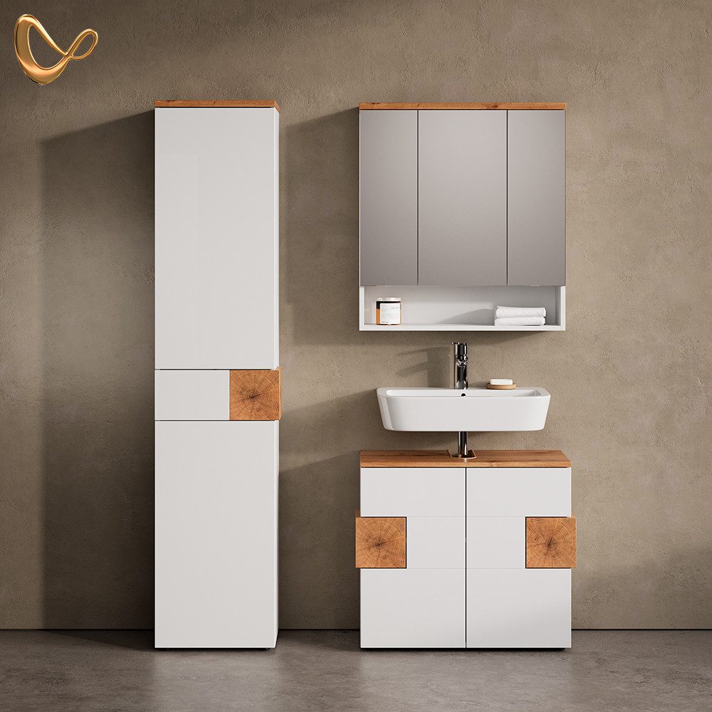 Livinity® Waschbeckenunterschrank Tanaro, Weiß/Weiß, 73.1 x 64 cm günstig online kaufen