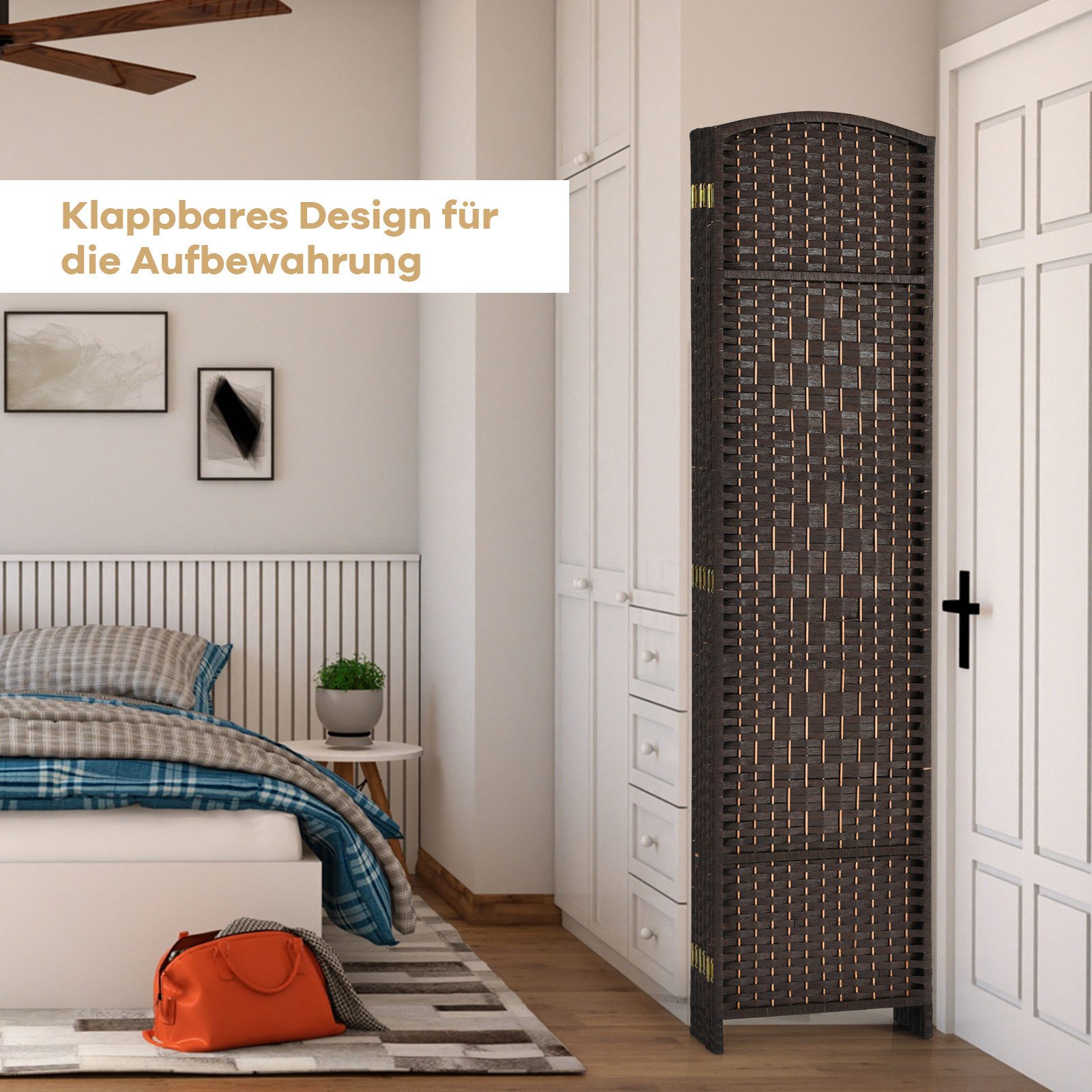 COSTWAY Paravent, Outdoor 6 TLG. Raumteiler 273x180cm klappbar