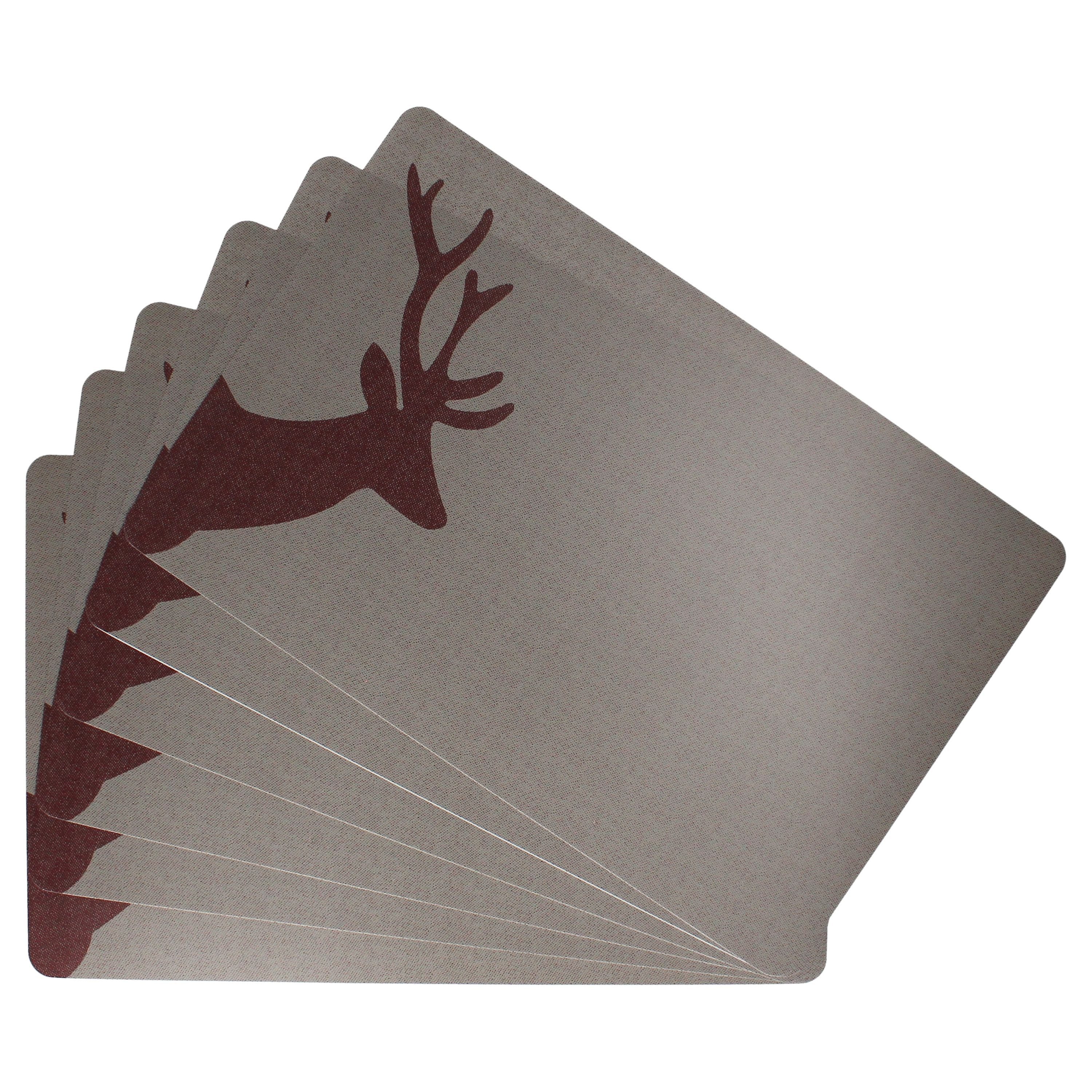 MamboCat Platzset 6x Hirsch Tischset 43,5x28,5cm Kunststoff Platzset braun abwaschbar