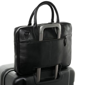 SID & VAIN Laptoptasche »BOSTON«, Laptoptasche 17 Zoll echt Leder Unisex, Aktentasche schwarz