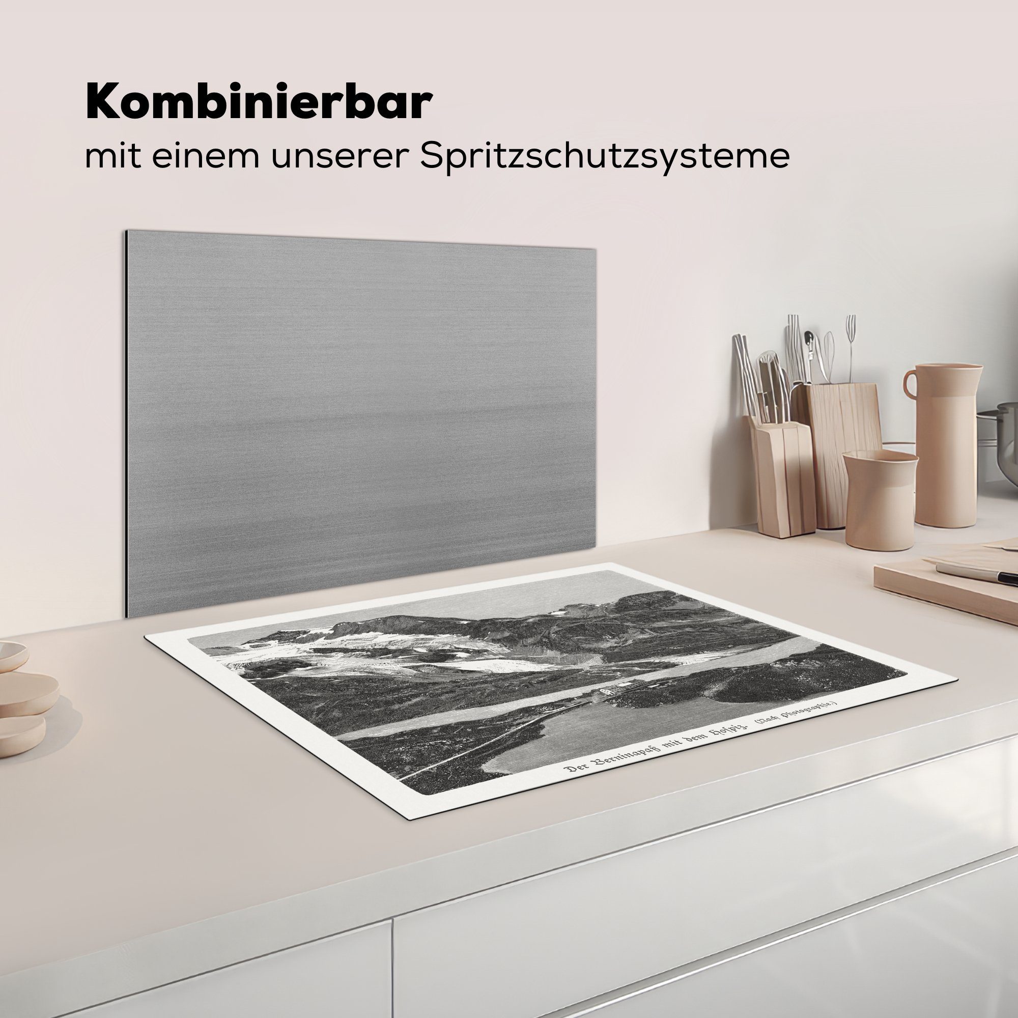 Mobile cm, nutzbar, Ceranfeldabdeckung Vinyl, Herdblende-/Abdeckplatte Graubünden, tlg), des 70x52 im (1 Arbeitsfläche Illustration Kanton Berninapasses MuchoWow Eine