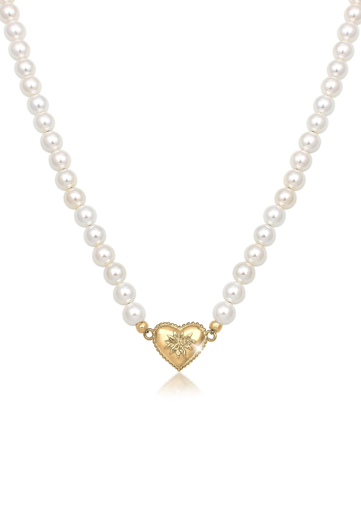 Elli Perlenkette Elli Halskette Choker Perle Herz Edelweiss 925 Silber