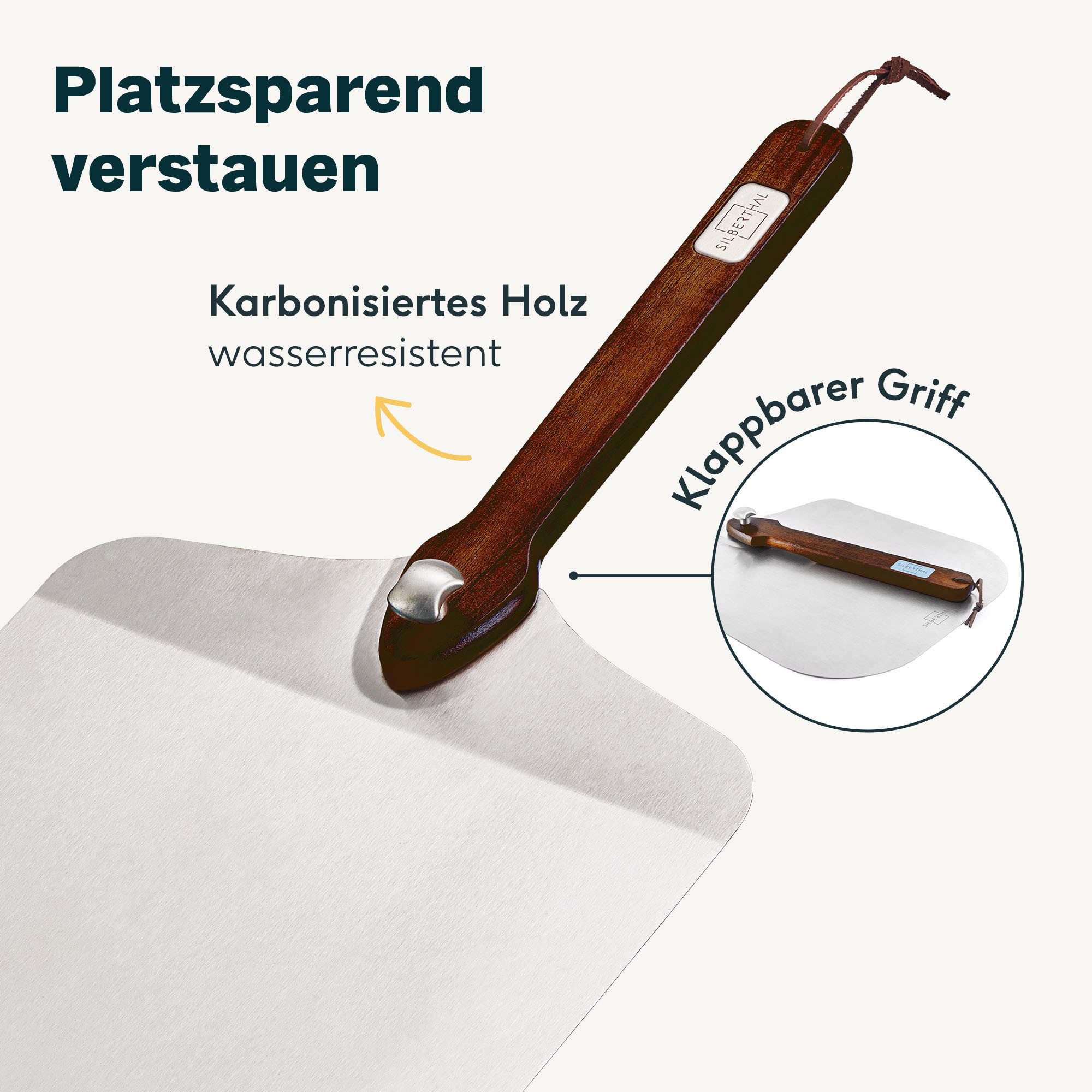 SILBERTHAL Pizzaschieber Edelstahl Ø 30 cm, klappbar, rostfreier Edelstahl
