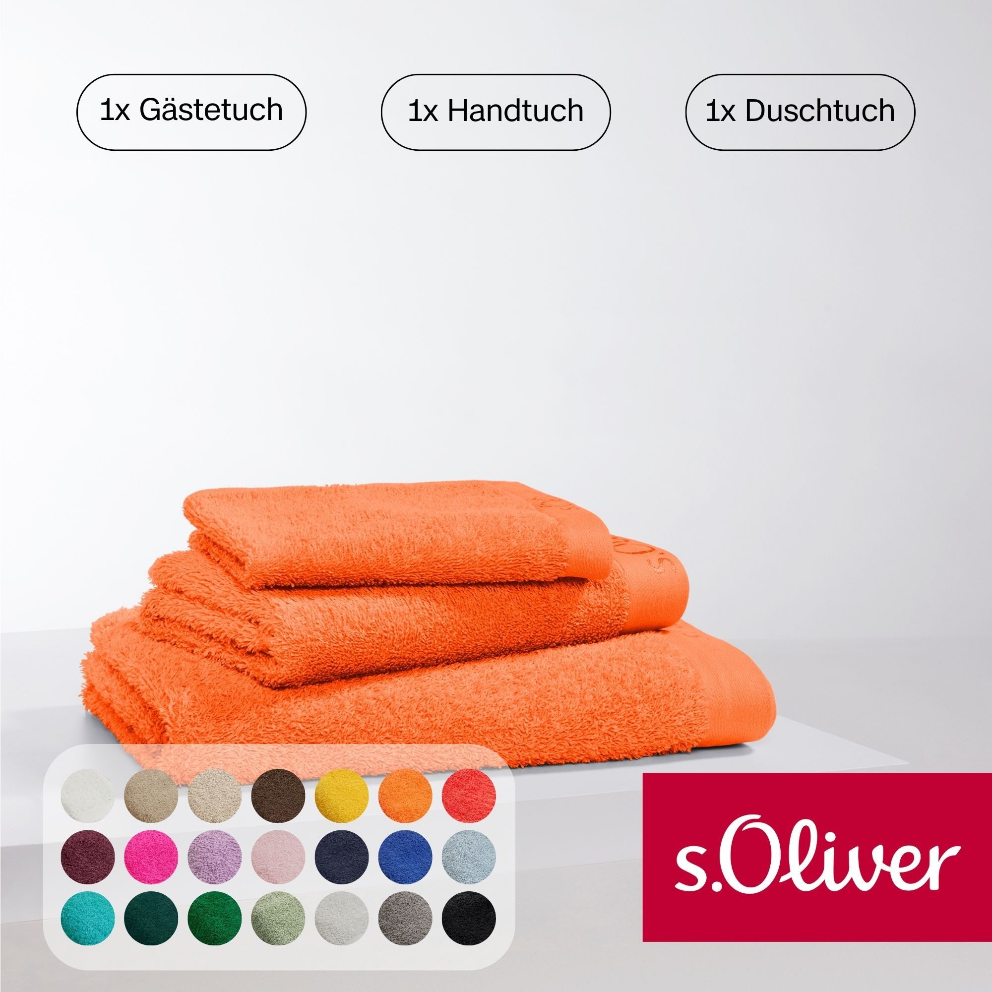 s.Oliver Handtuch Set s.Oliver, Premium Qualität, 600 gr/m², Walkfrottier (Set, 3-St), 1 Gästetuch 30x50 cm, 1 Handtuch 50x100 cm, 1 Duschtuch 70x140 cm