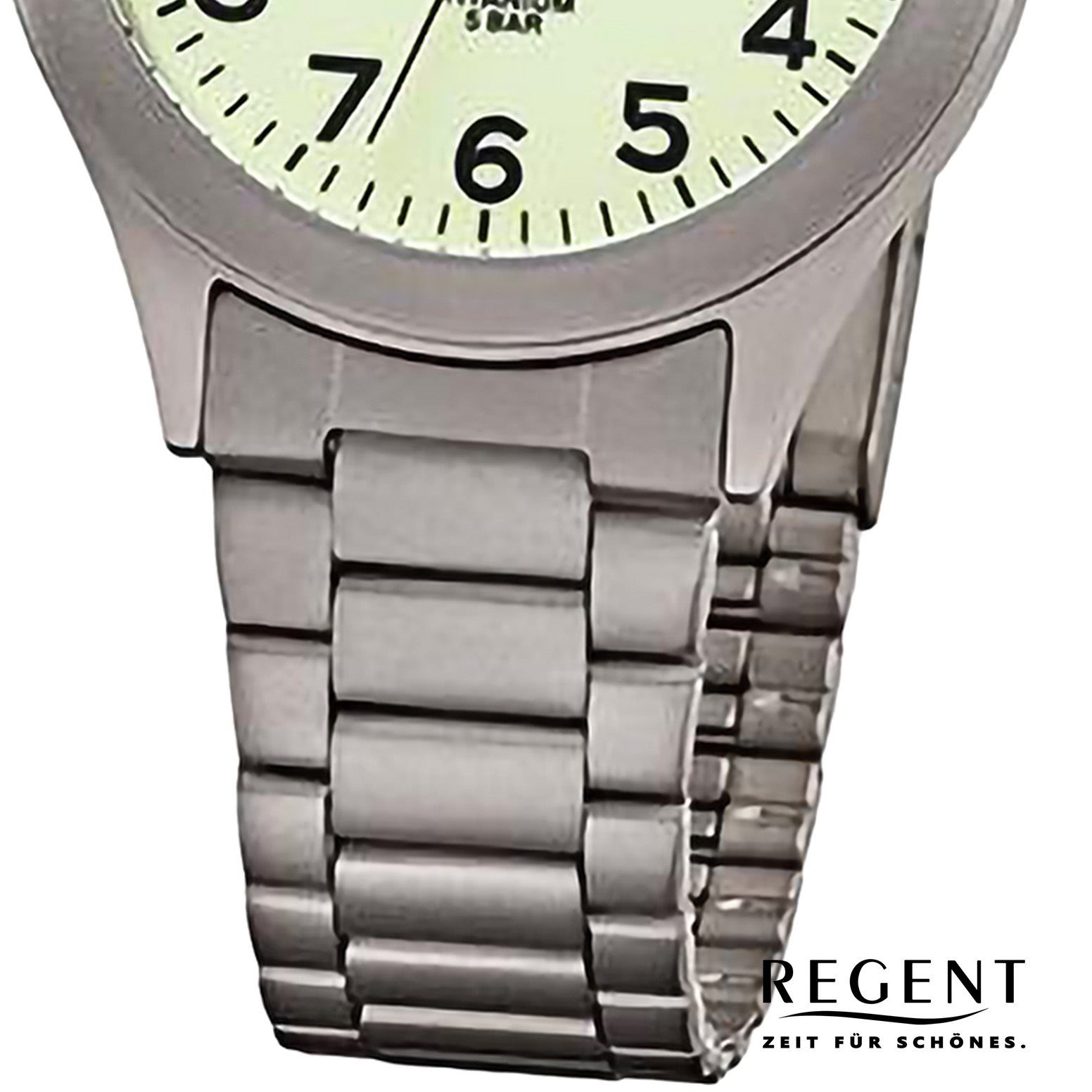 Regent Quarzuhr Regent Herren Armbanduhr Analog, (Analoguhr), Herren Armbanduhr rund, extra groß (ca. 36,4mm), Titanarmband