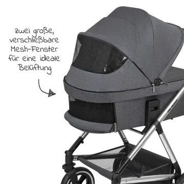 ABC Design Kombi-Kinderwagen Vicon 4 Air - 3in1 Set - Asphalt, Kinderwagen Buggy mit Babywanne, Babyschale, Sportsitz, Regenschutz