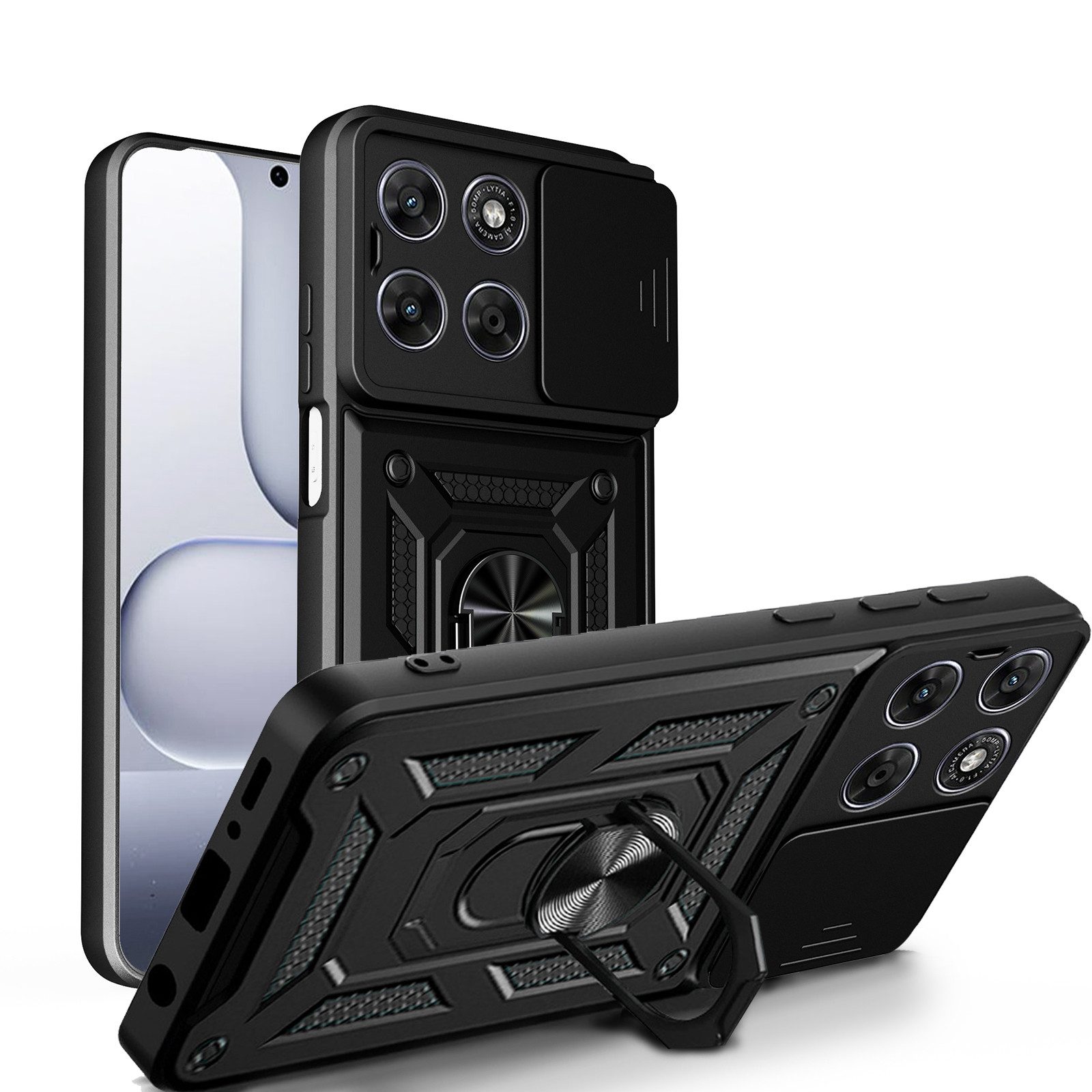 betterfon Handyhülle für Motorola - Outdoor Case mit Kameraschutz & Ring, Outdoorhülle mit Ringhalter Smartstand Kameraschutz und Silikonkern
