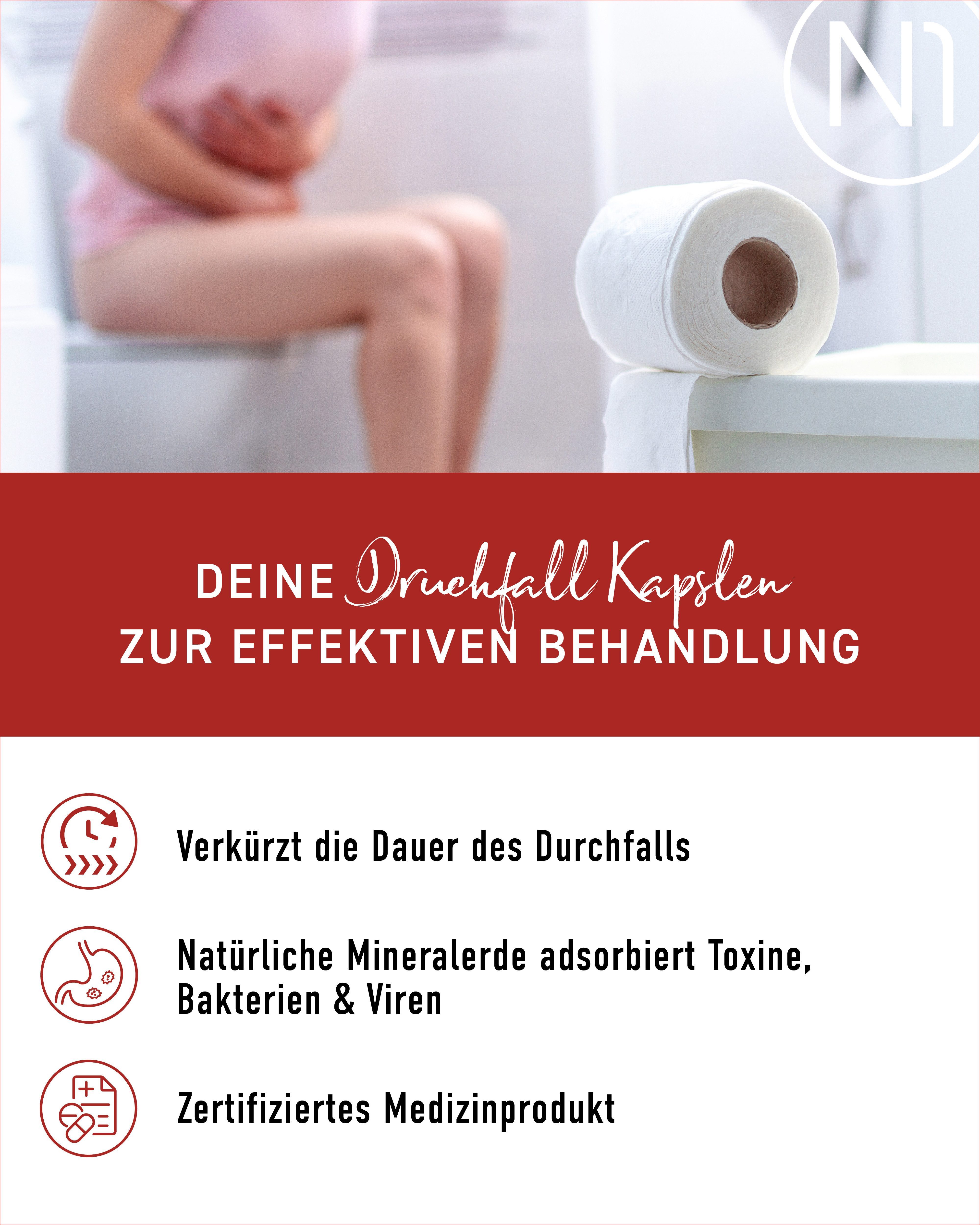 N1 Healthcare N1 Durchfall Kapseln, 90 St. Kapseln, 30 St., 129 g, Medizinprodukt