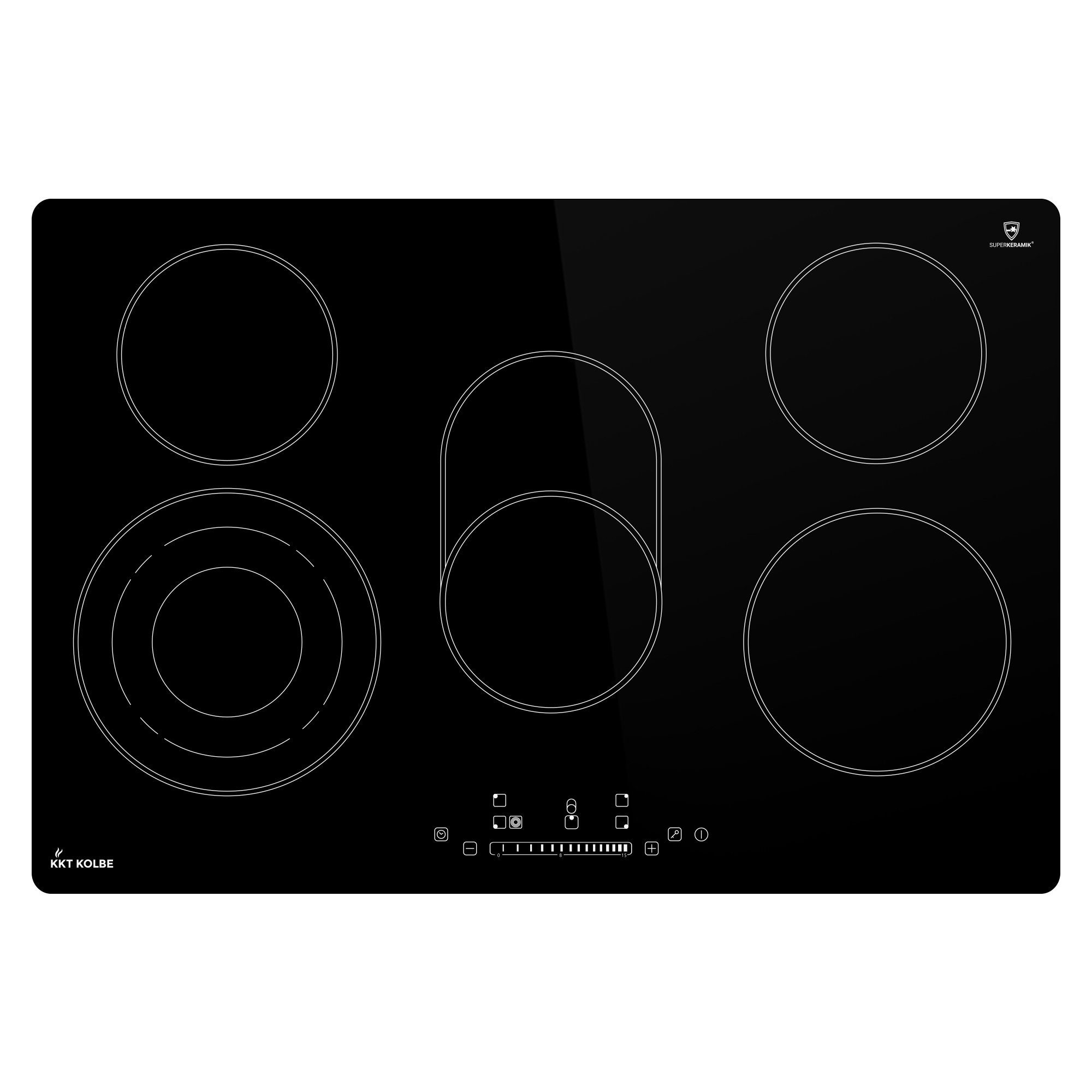 KKT KOLBE Elektro-Kochfeld KF7705RL, 77cm / Autark / 15 Stufen / 5 Zonen / Triple-Zone / Touch / Bräterzone