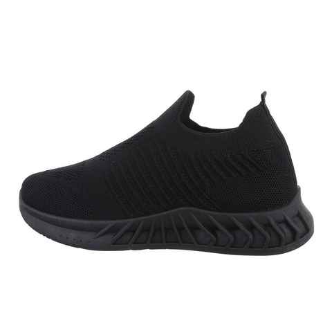 Ital-Design Damen Low-Top Freizeit Sneaker Flach Sneakers Low in Schwarz