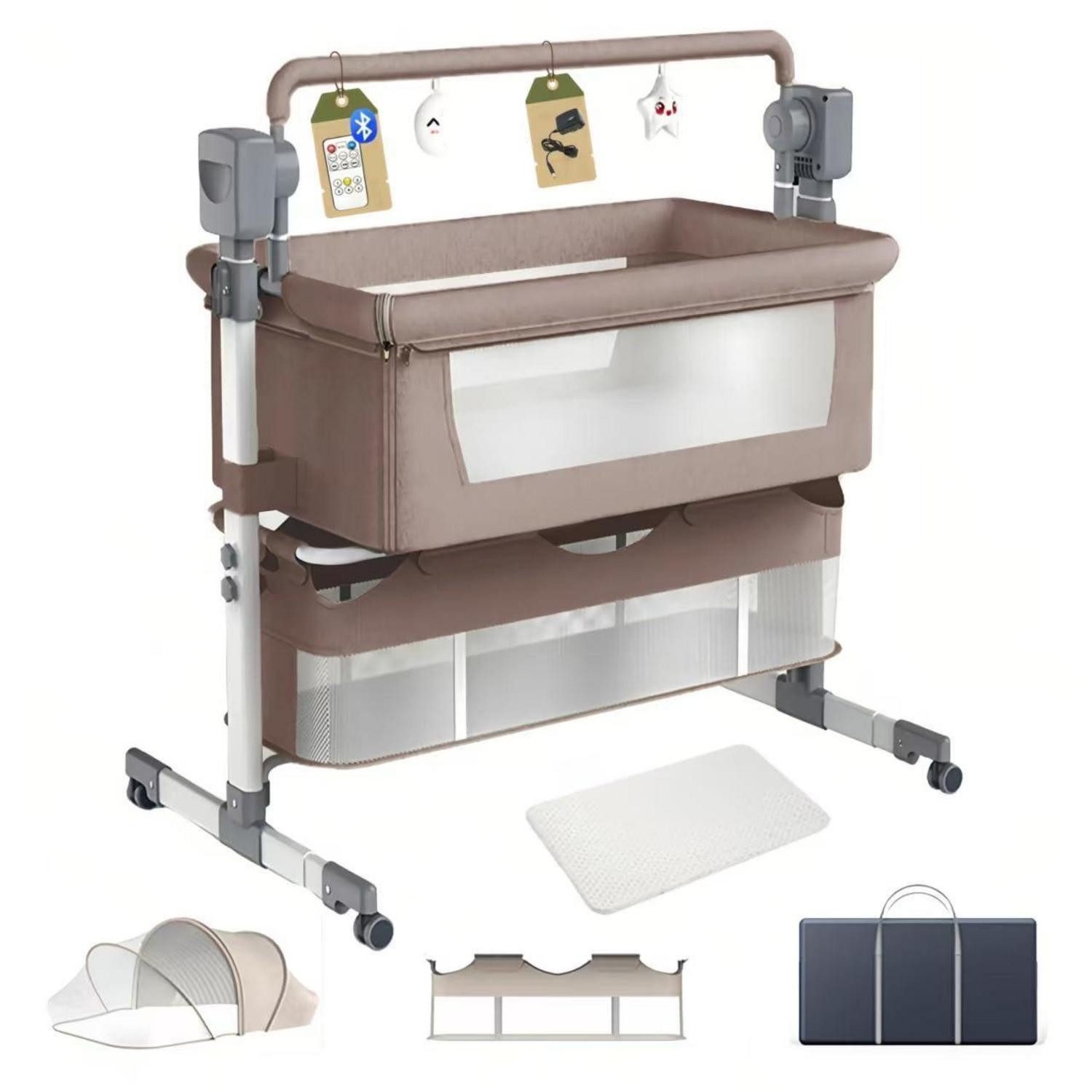 LuxusKollektion Beistellbett Babybett Multifunktion Khaki