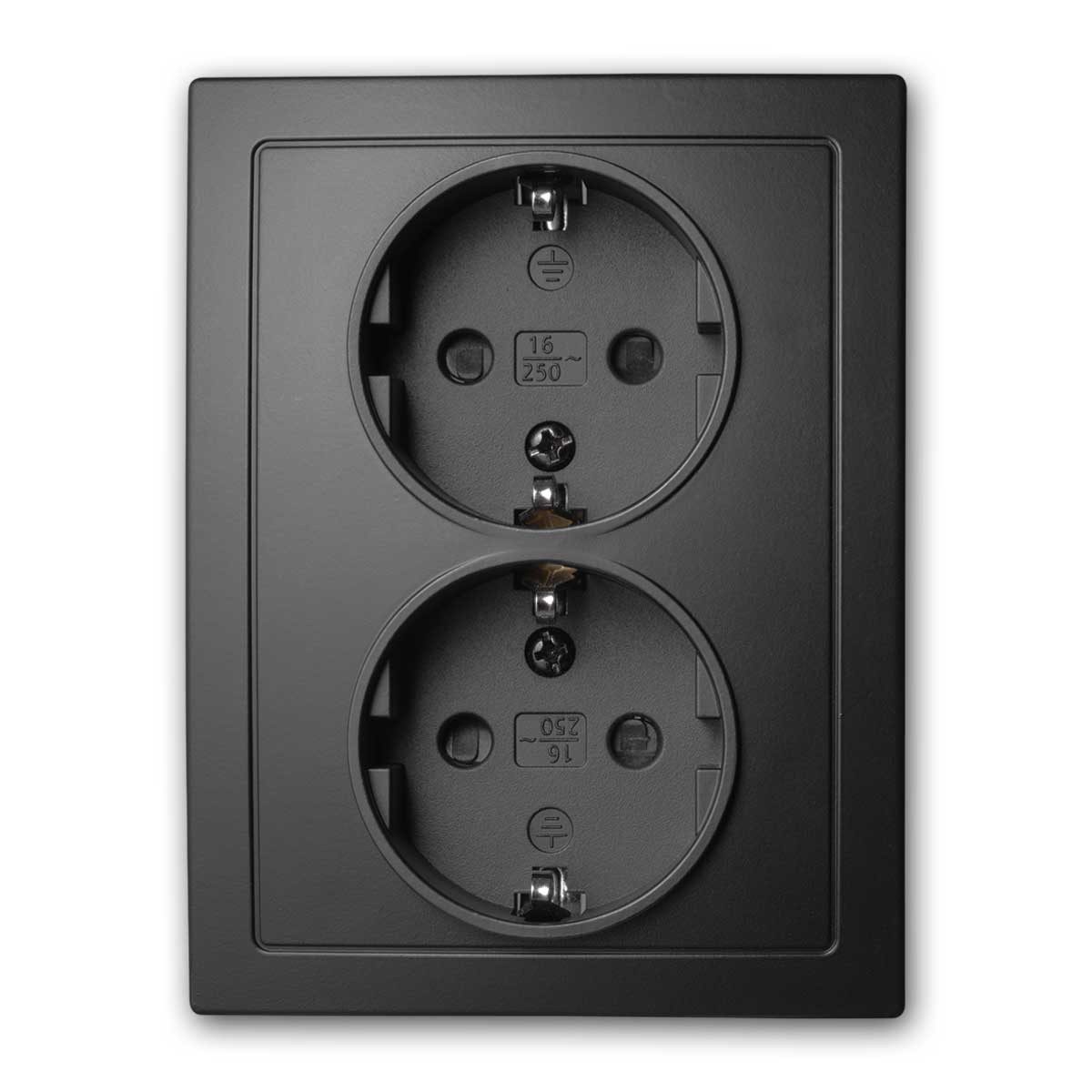 McPower FLAIR 2-fach Steckdose schwarz, 250V~/16A, UP Unterputzschalter