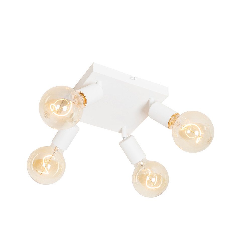 Qazqa LED Aufbaustrahler Facil, ohne Leuchtmittel, Warmweiß, QAZQA Aufbau­spot, e27, Weiß, Stahl, Modern