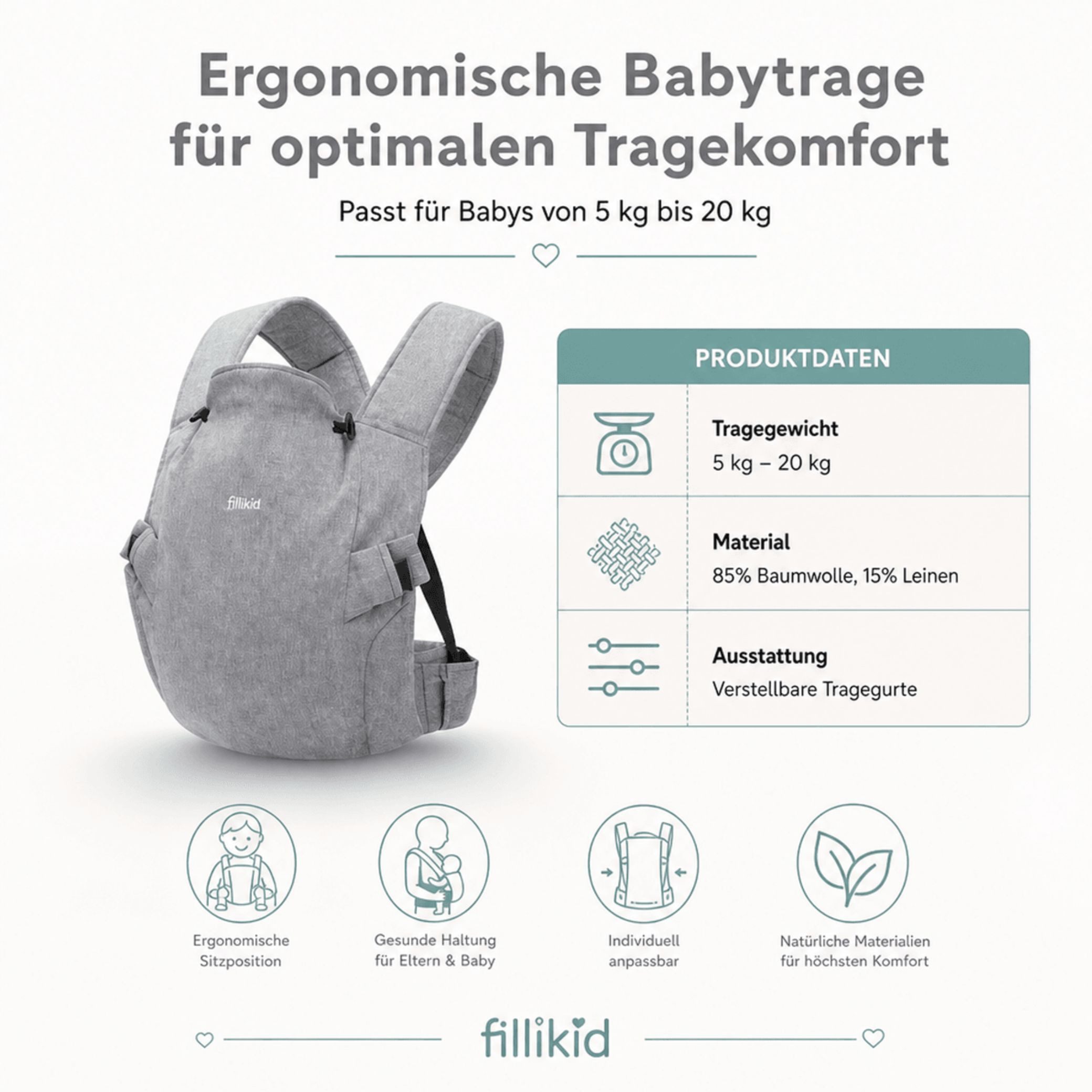 Fillikid Bauchtrage Bauchtrage Natural Exklusiv