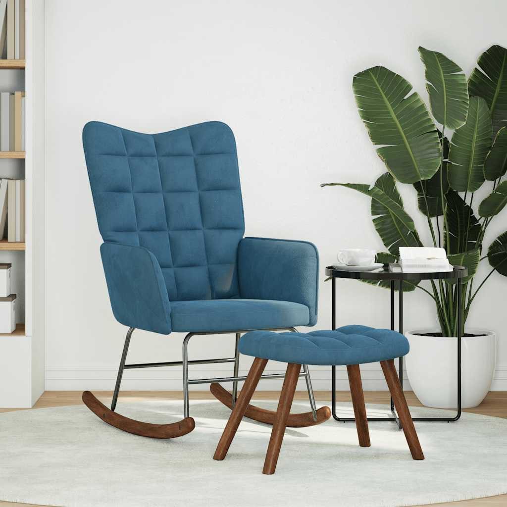 vidaXL Schaukelstuhl Schaukelstuhl mit Hocker Blauer günstig online kaufen