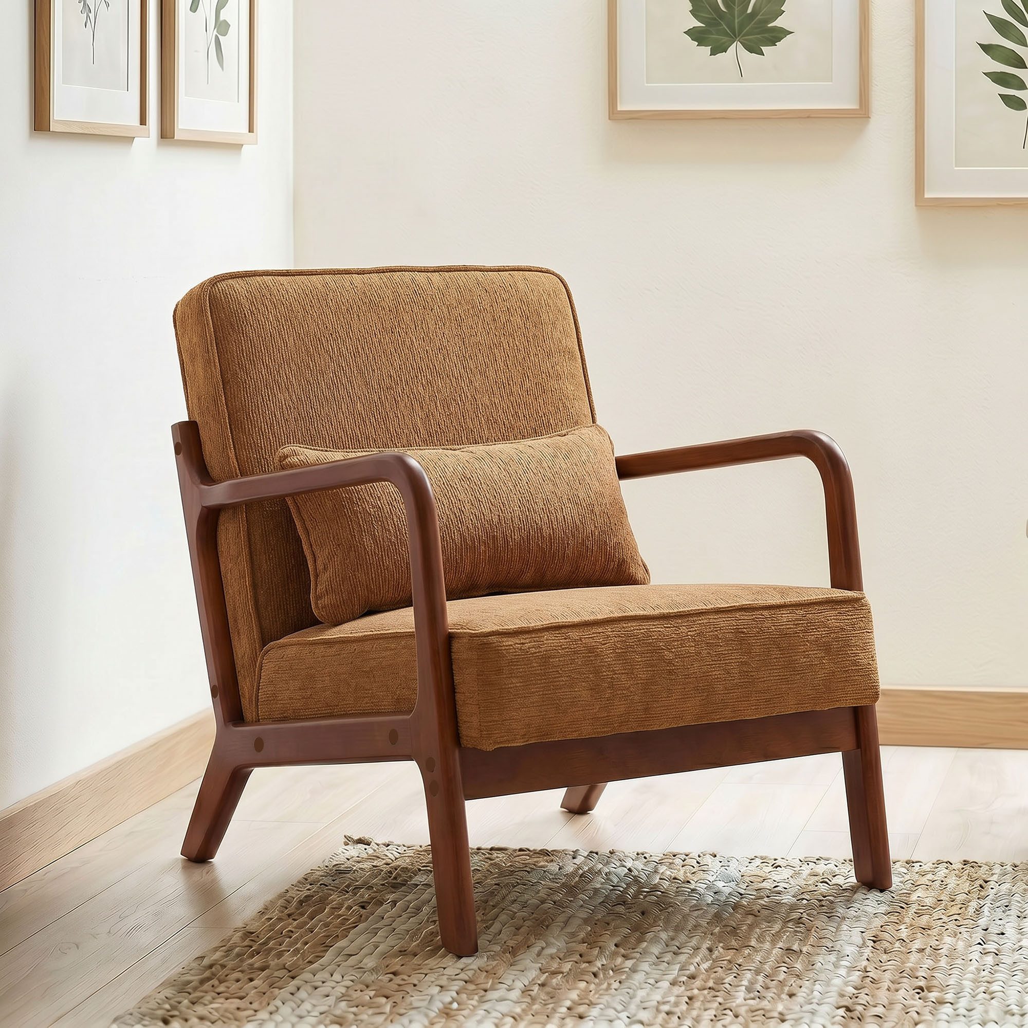 GRAVFORCE Ohrensessel mit Lendenkissen fur Wohnzimmer Chenille-Bezug Grün (1-St), Ergonomischer Sitzkomfort