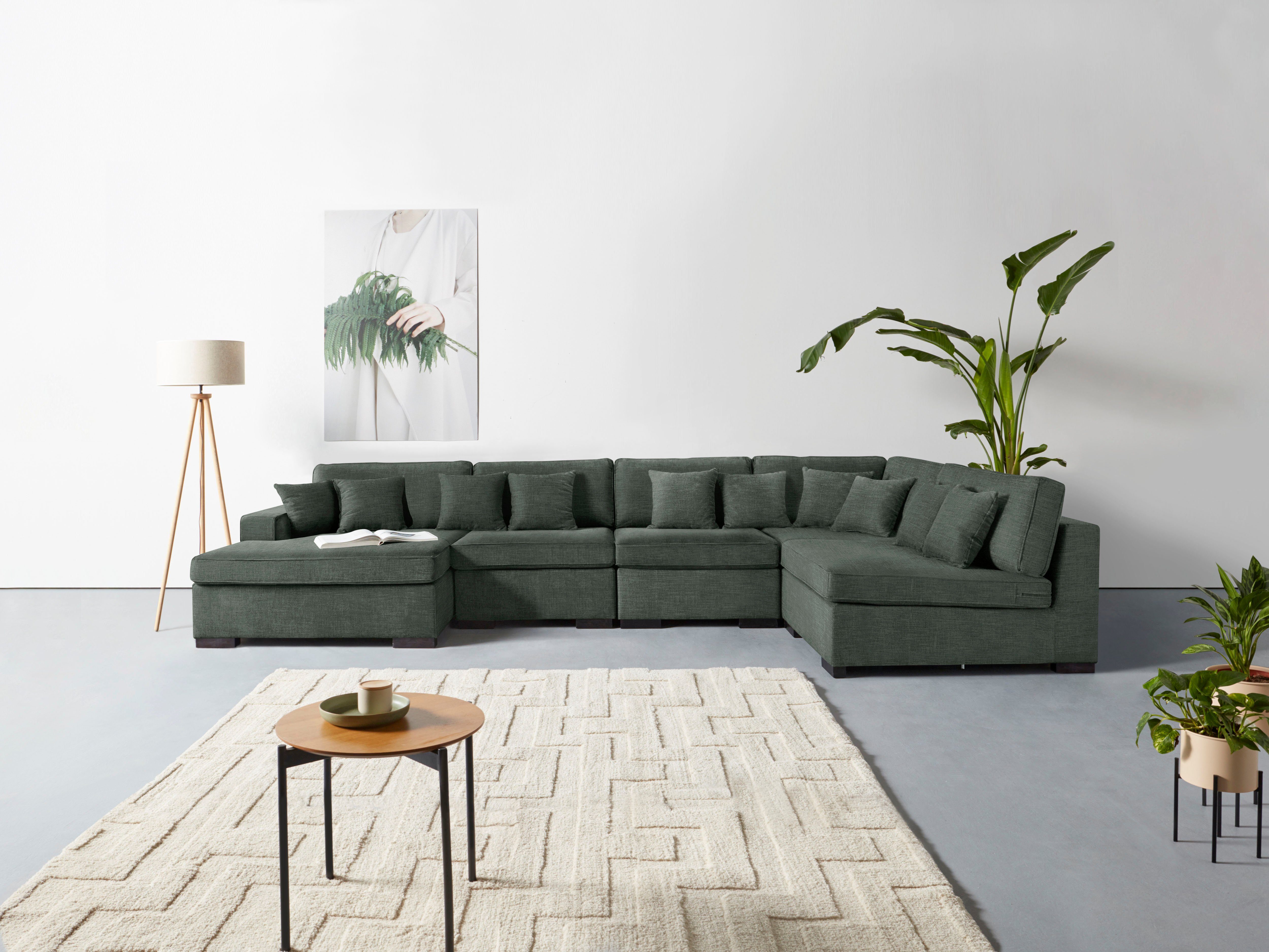 Home affaire Wohnlandschaft Skara U-Form, Lounge-Sofa mit Federkernpolsterung, in vielen Bezugsvarianten