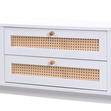 BlingBin TV-Schrank Rattan-TV-Boards Breite 170CM (1-St) Mit zwei Türen und zwei Schubladen, echtem Rattandesign, 170 x 39,5 x46cm