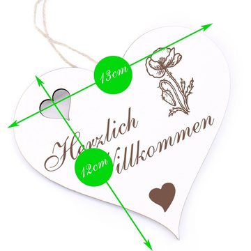 Dekolando Hängedekoration Herzlich Willkommen - Mohn - 13x12cm