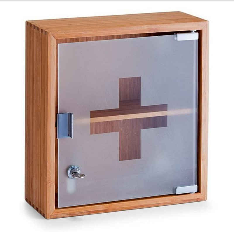 GREELUE Medizinschrank »Medizinschränke, Medikamentenschrank aus Bambus, mit 2 zwei Schlüsseln« Erste Hilfe Schrank,Glastür mit Schloss