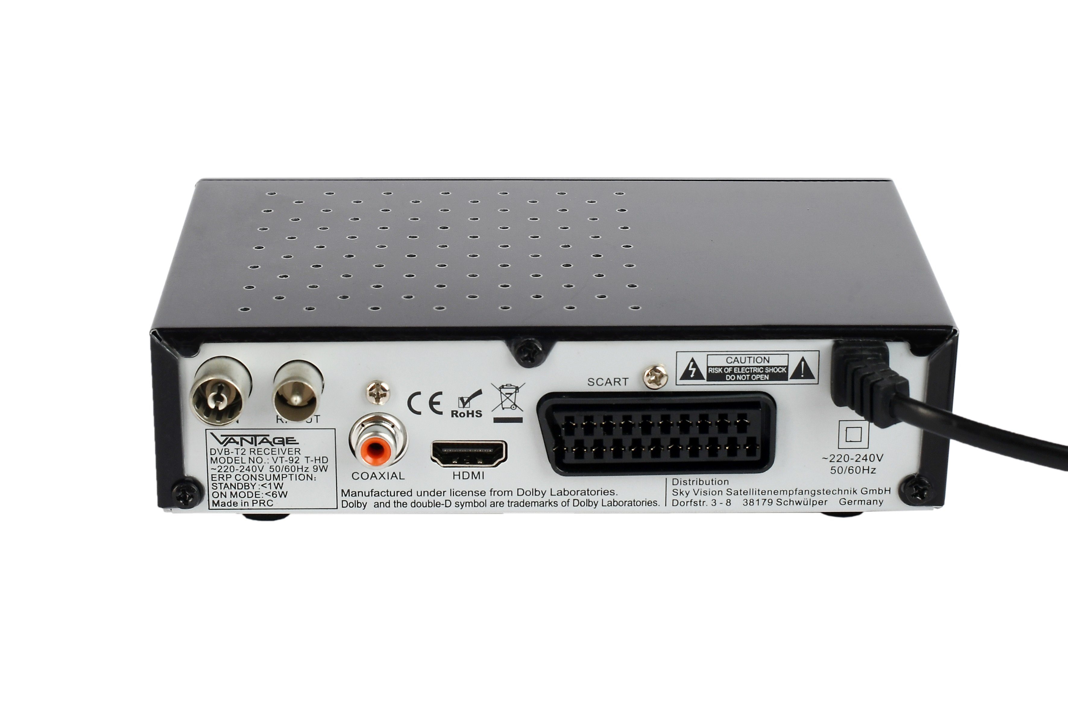 Vantage VT-92 DVB-T2 HD Receiver (1080p Full HDTV, USB, HDMI, SCART, Coaxial, 12 V) – Bild 4 von 5