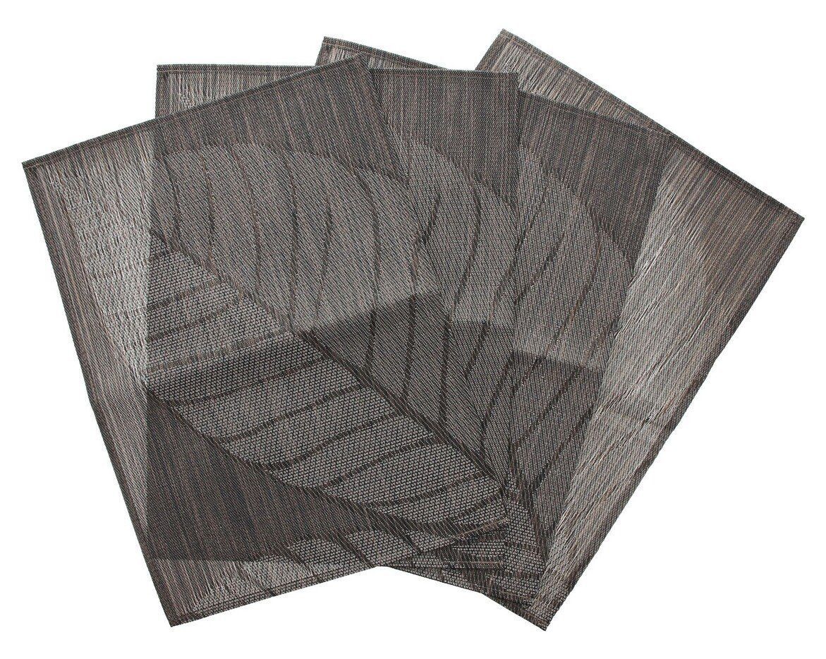 Home-trends24.de Platzset Platzmatte Braun-Grau Modern 4er Tischdeko Tischset Matte Set, (4-St)