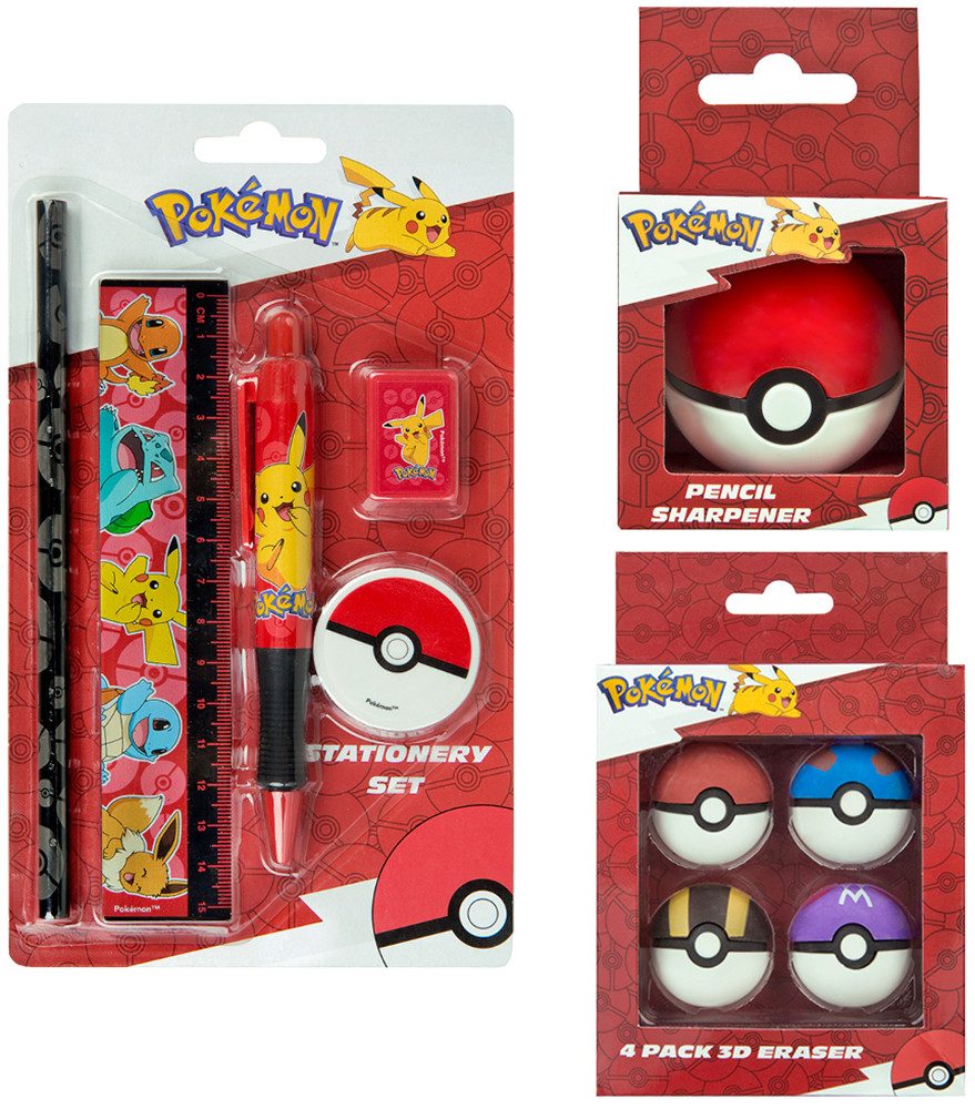 UNDERCOVER Bleistift Pokémon, (Set, 10-tlg), Schreibset, Spitzer und 4 3D-Radiergummi