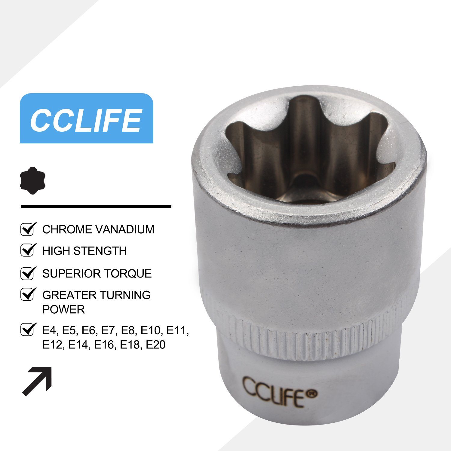 CCLIFE Steckschlüssel 34tlg Innen Außen Torx Steckschlüssel und S2 Bit Satz Sechskant Satz – Bild 4 von 5
