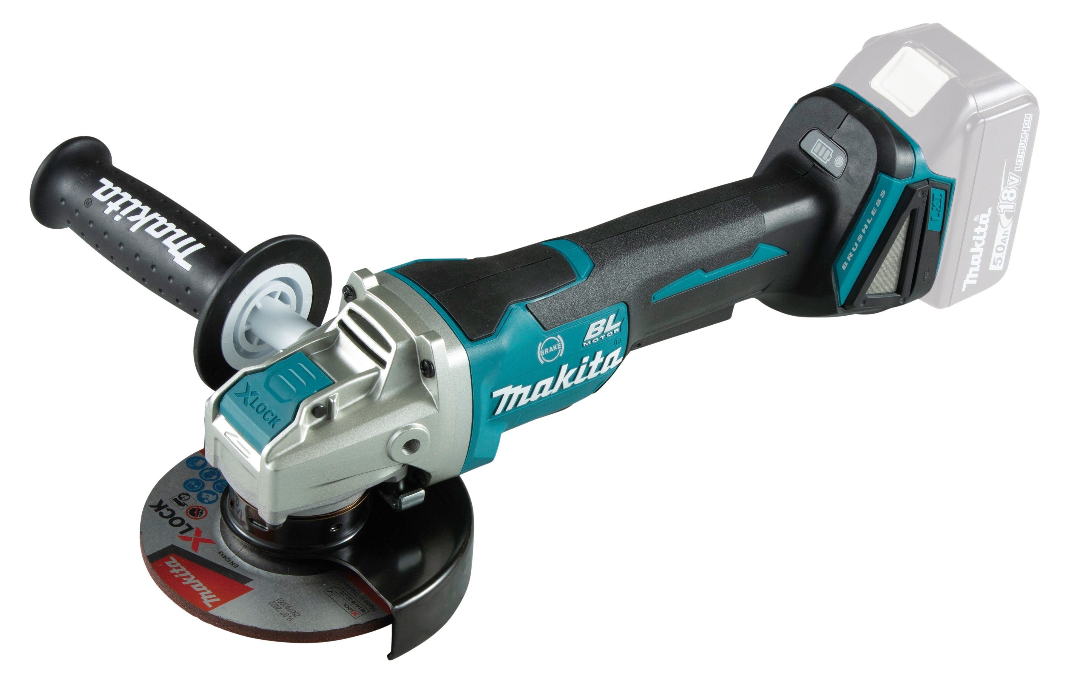 Makita Akku-Winkelschleifer DGA520ZX1, max. 8500 U/min, 18V, 125 mm, X-LOCK, 8.500 min-1, ohne Akku und Ladegerät