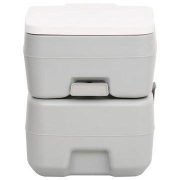 vidaXL Campingtoilette Camping-Toilette Tragbar Grau und Weiß 20 10 L HDPE