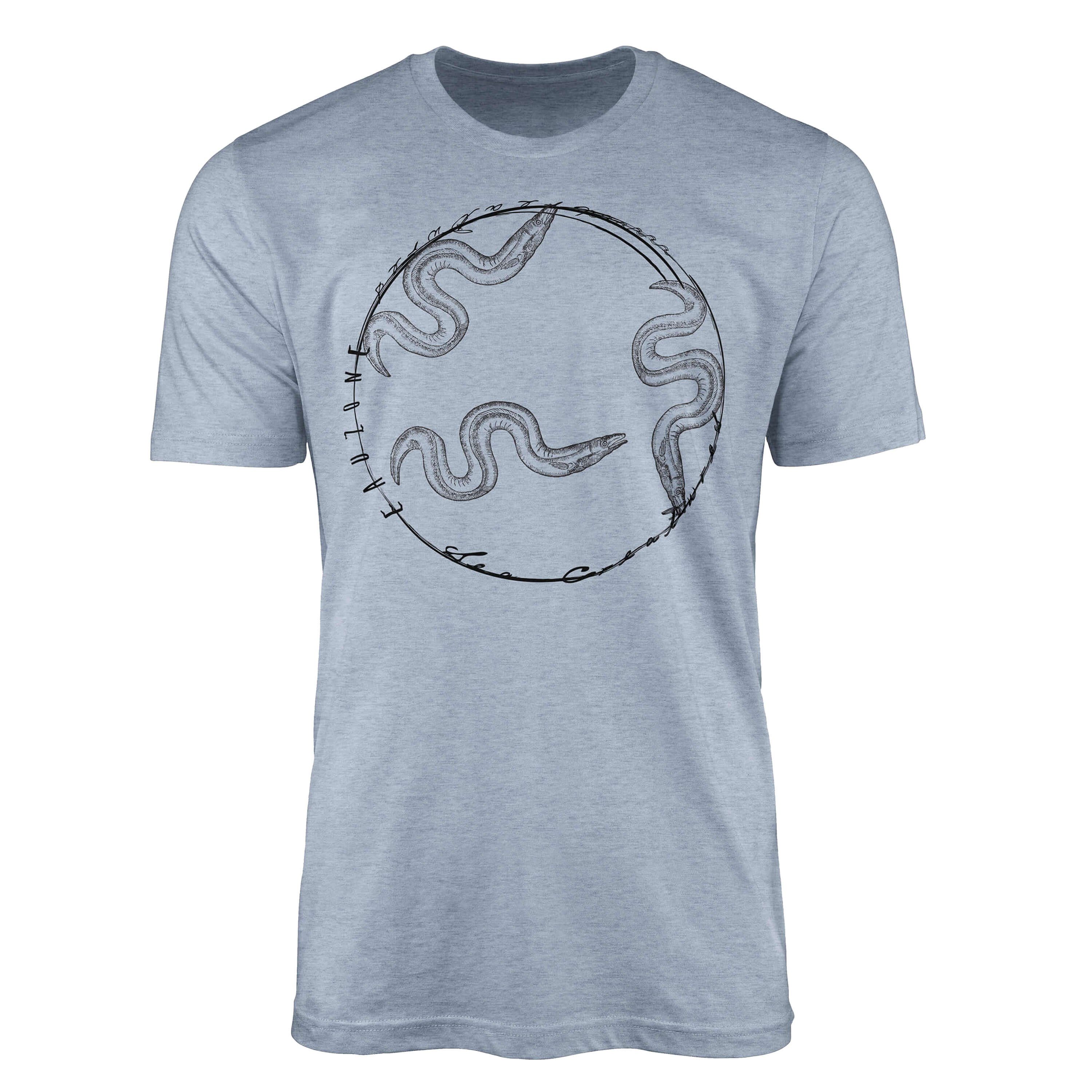 Sinus Art T-Shirt T-Shirt Tiefsee Fische - Serie: Sea Creatures, feine Struktur und sportlicher Schnitt / Sea 093 Stonewash Denim