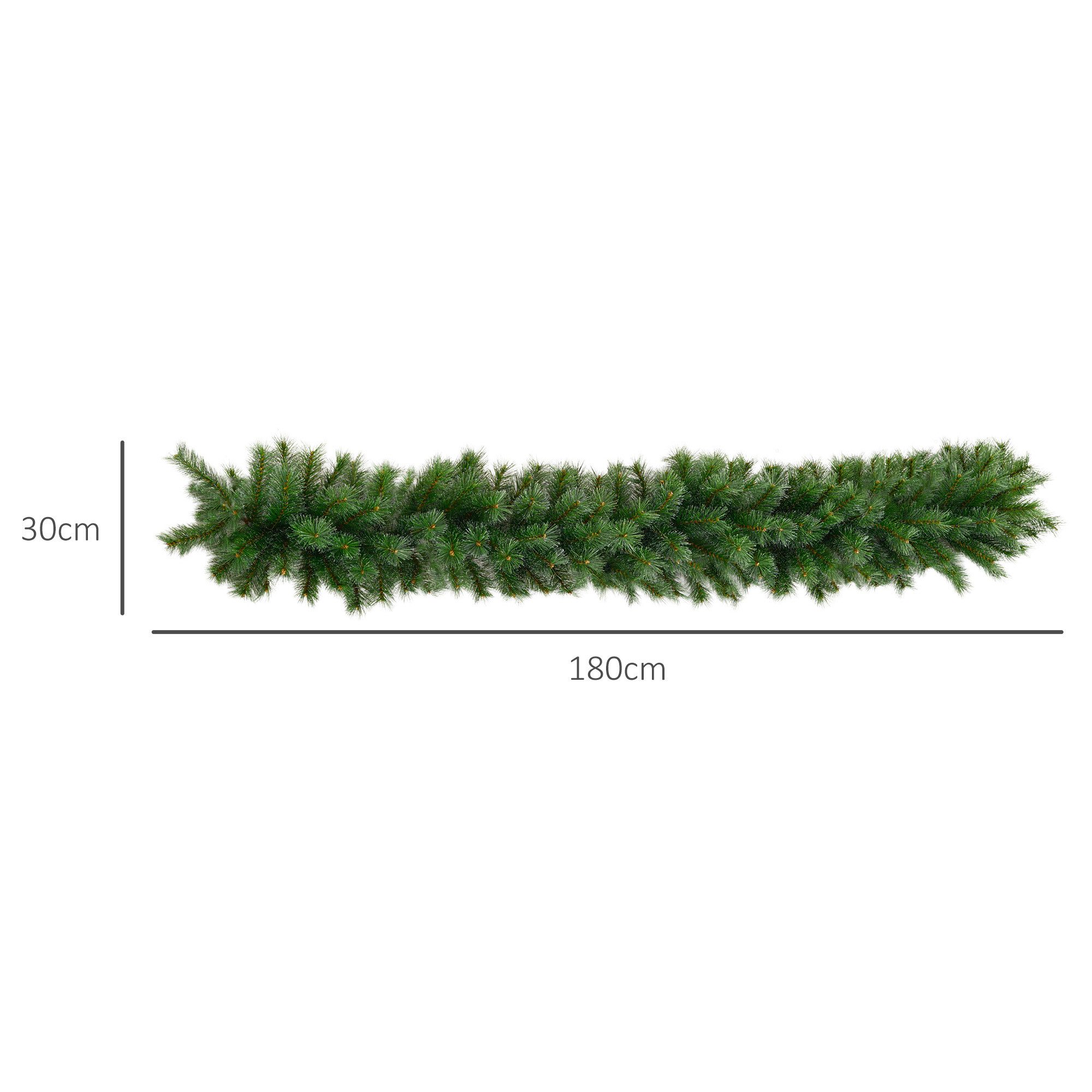 Kunstgirlande Künstliche Weihnachtsgirlande mit Nadeln, für Treppen, Kamine, Türen Tanne, HOMCOM, Höhe 30 cm, Grün