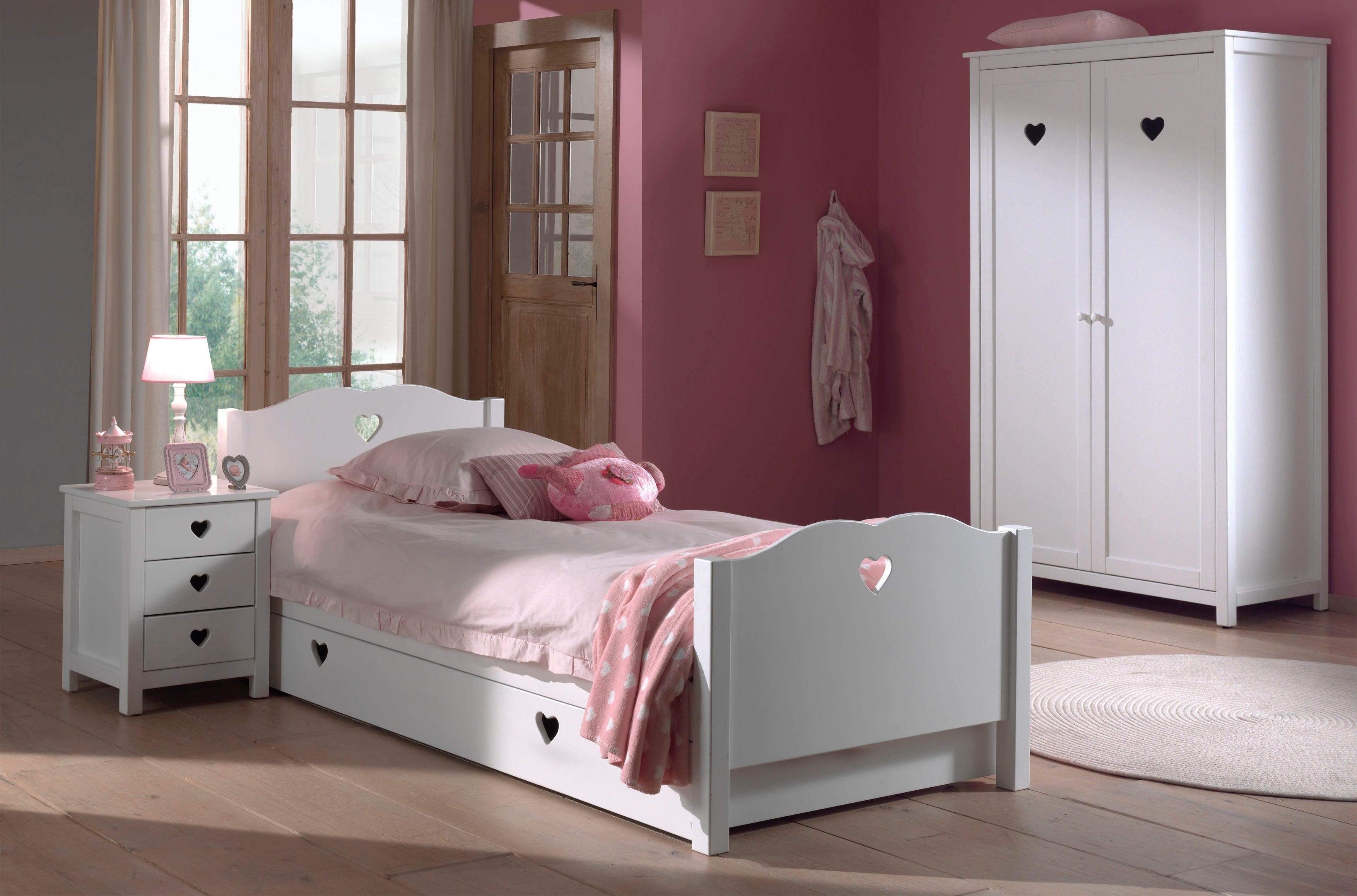 Vipack Schubkasten Amori, auf Rollen zum Unterschieben unter das Bett (B/H/T ca. 199x22x94cm, Bedenplatten Dekor, einfach zu bedienen), bietet viel Stauraum im Zimmer, weiß lackiert