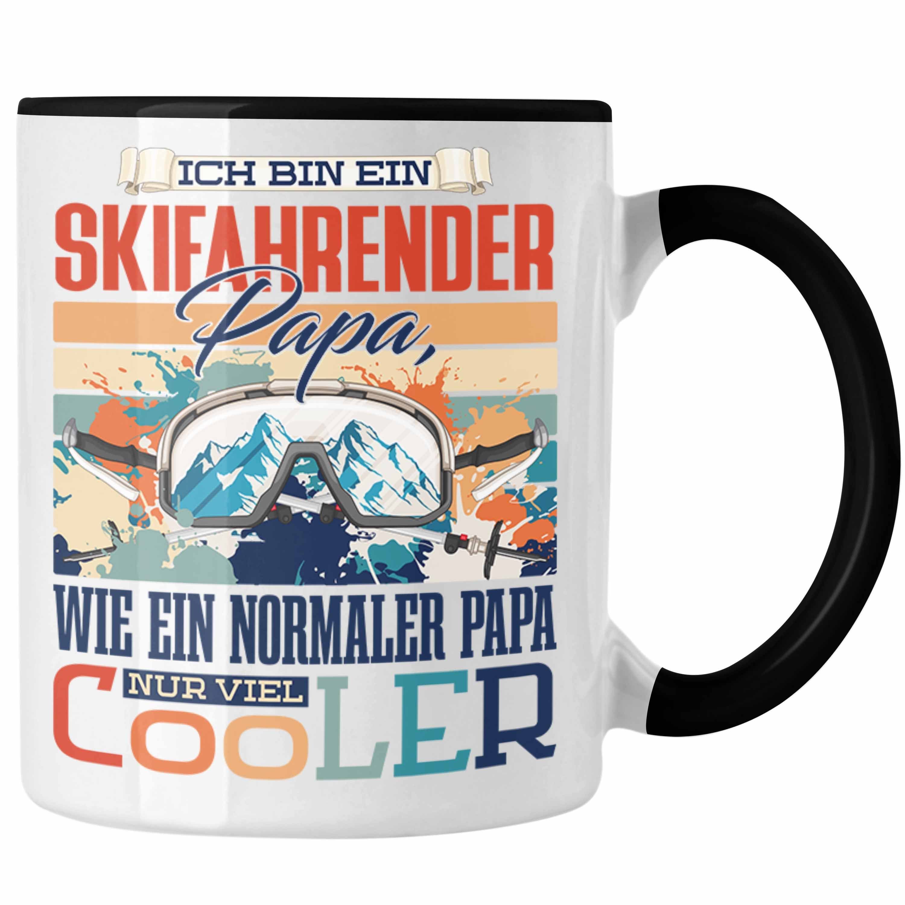 zum Trendation Vater Tasse - Vat Papa Tasse Geschenkidee Trendation Geschenk Ski-Fahren Schwarz