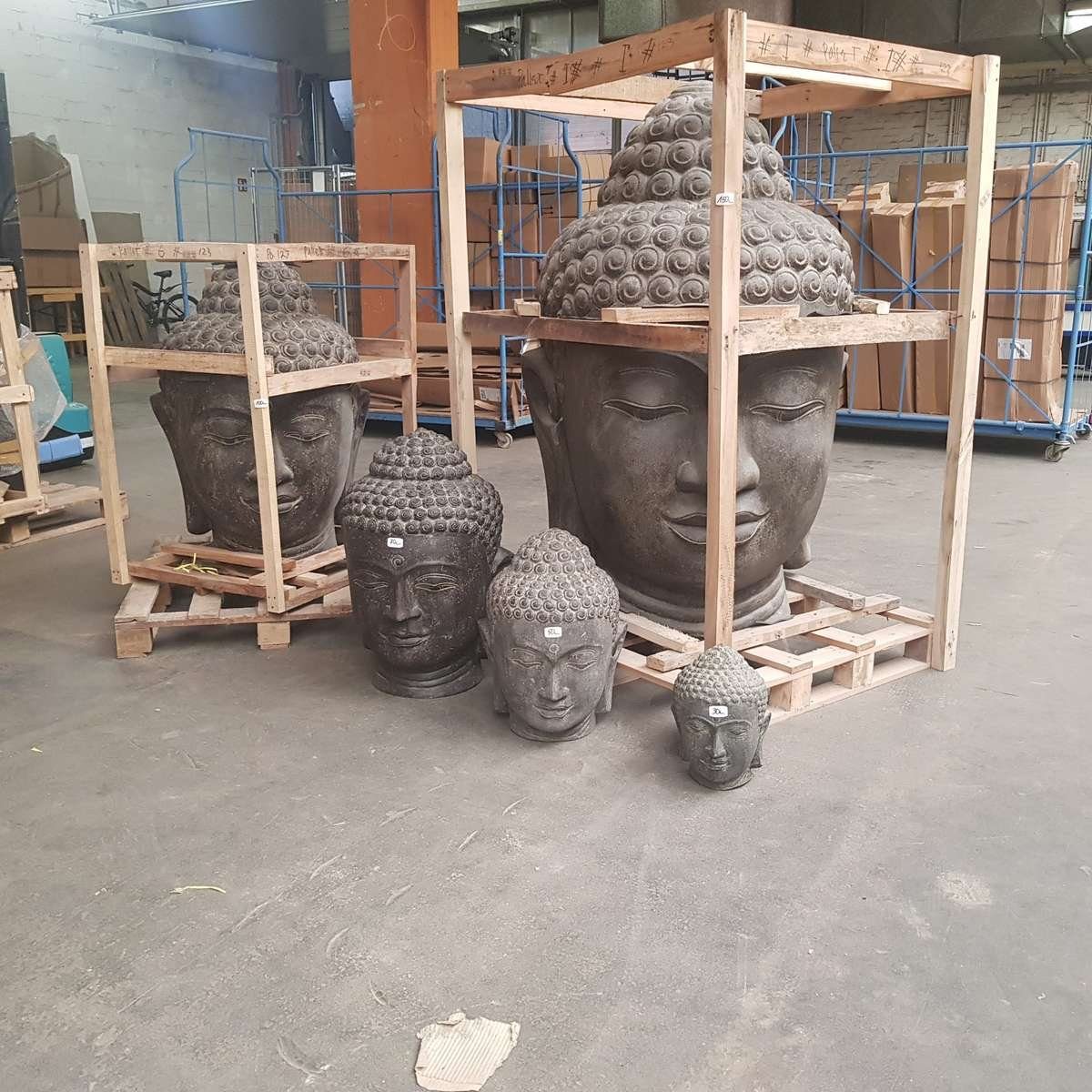 Dekofigur im Handarbeit Buddha traditionelle aus Oriental 55 cm Galerie Herstellung Gartenfigur (1 in Lavastein St), Kopf Ursprungsland