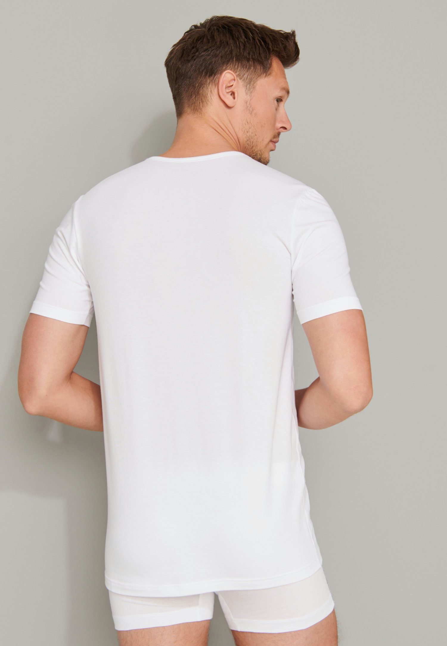 Schiesser weiß rundem Unterhemd (2er-Pack) mit Halsausschnitt