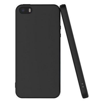 CoolGadget Handyhülle Schwarz als 2in1 Schutz Cover Set für das Apple iPhone 5 / 5S / SE 4 Zoll, 2x Glas Display Schutz Folie + 1x Case Hülle für iPhone 5 5S SE