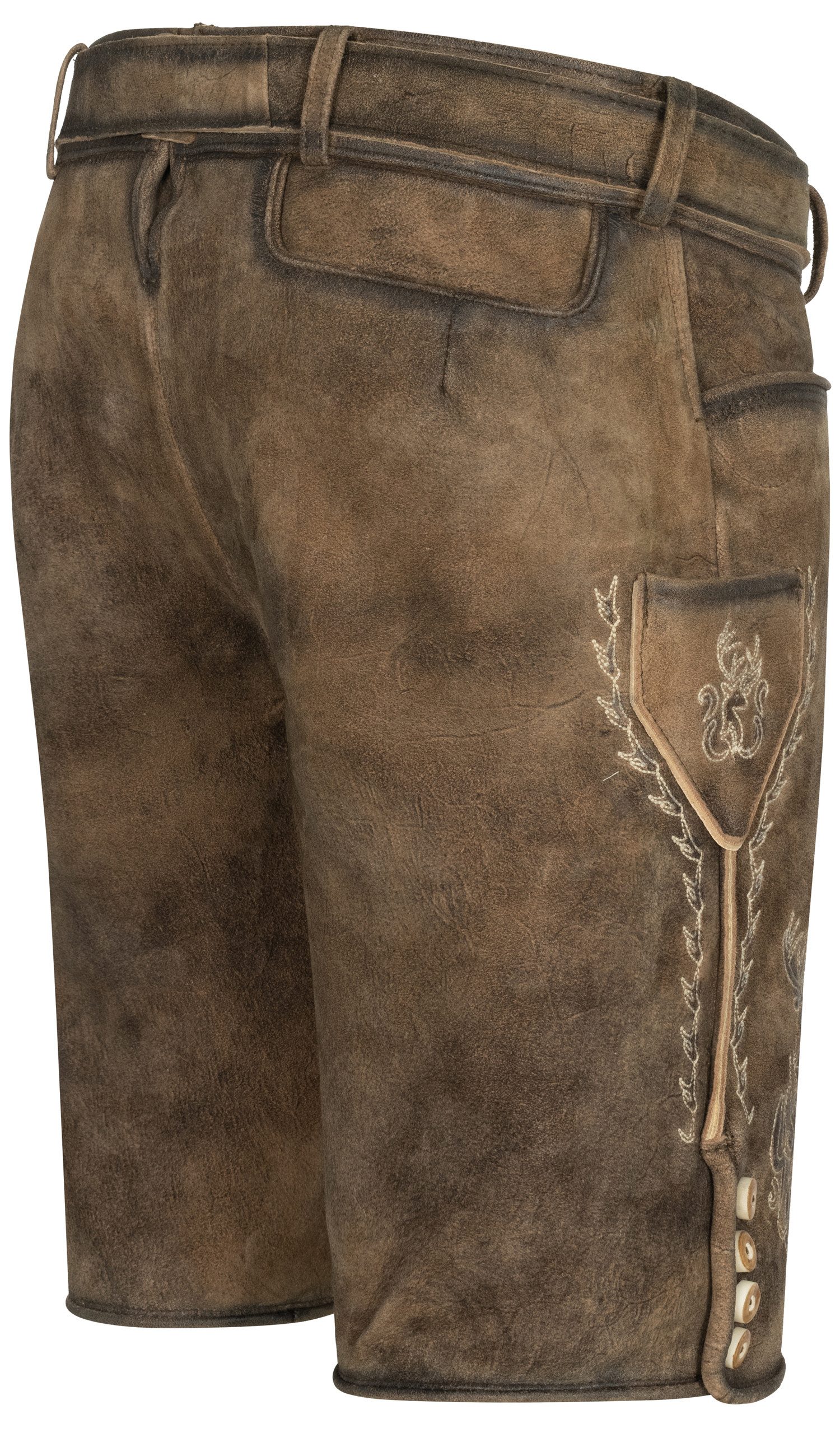 Nübler Trachtenlederhose Lederhose kurz Wilster in Braun - beige von Nübler günstig online kaufen