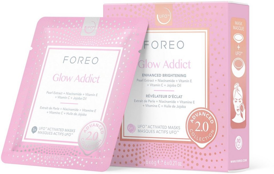 FOREO Gesichtsmaske UFO™ Mask Glow Addict 2.0 Packung, 6-tlg., komptibel  mit UFO™ & UFO™ mini