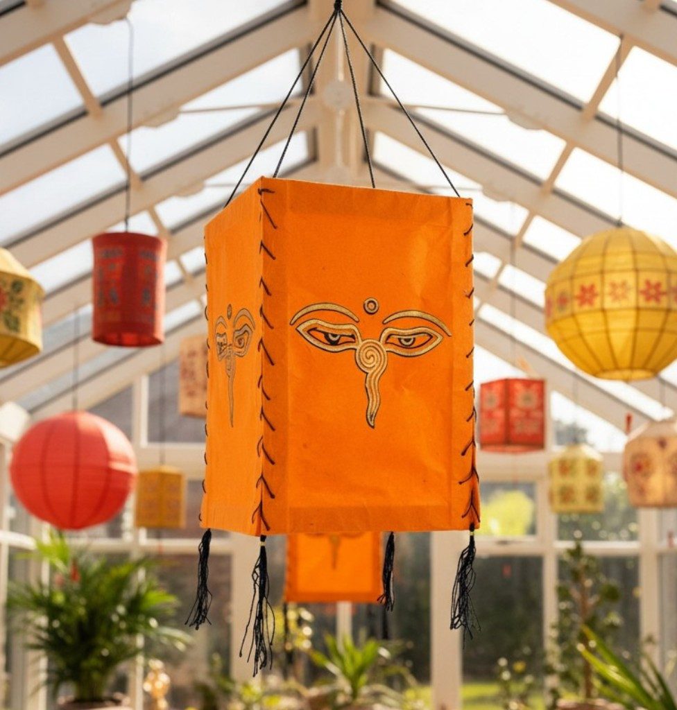 Guru-Shop Lampenschirm Lokta Papier Hänge Lampenschirm, Deckenleuchte..