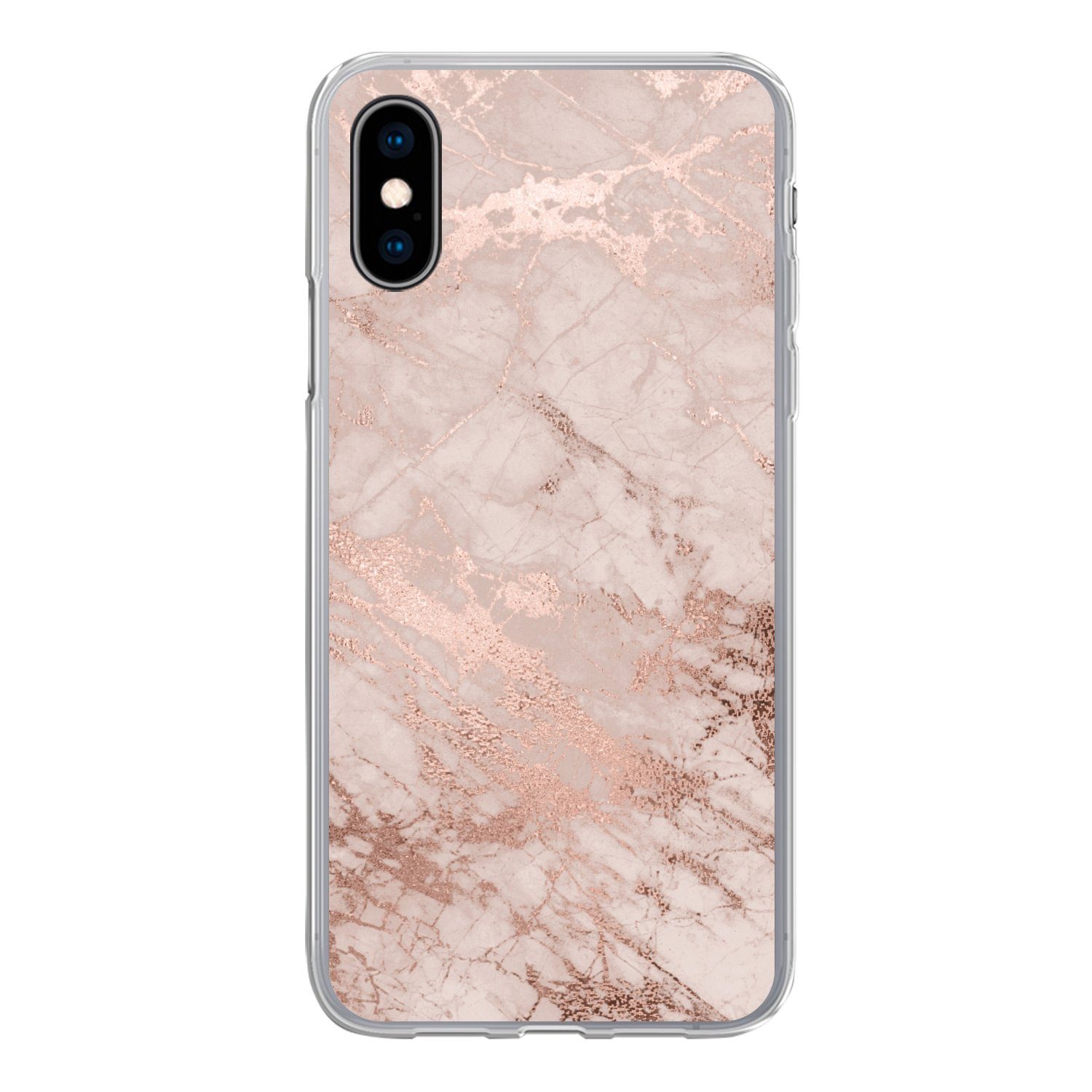MuchoWow Handyhülle für Apple iPhone X Marmor - Rosa - Luxus - Marmoroptik - Glitzer - Des, Smartphone-Bumper, Print, Handy Schutzhülle Dünn