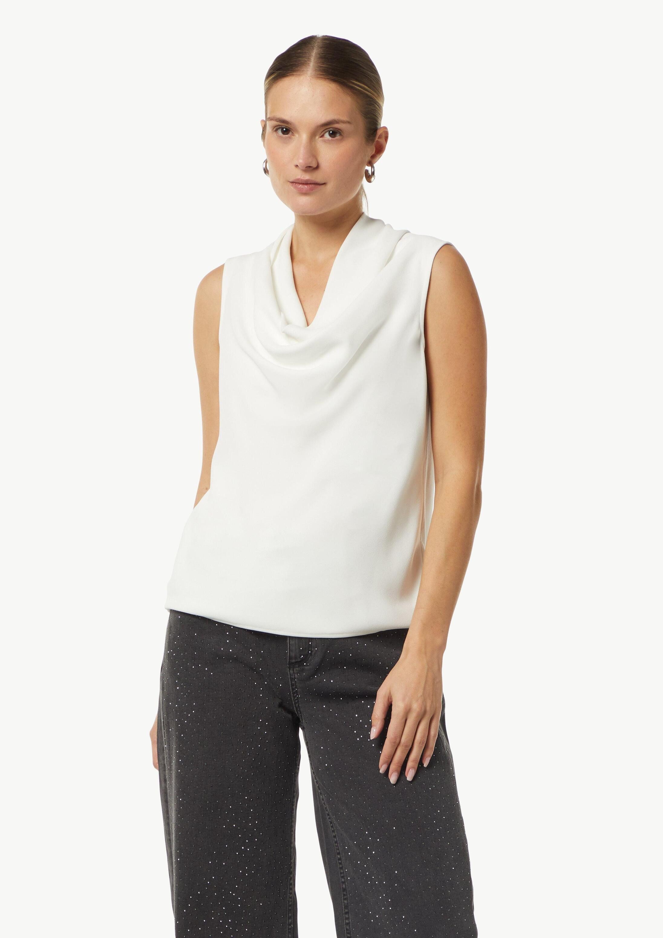 comma Muskelshirt T-Shirt Jersey-Top mit Wasserfall-Ausschnitt