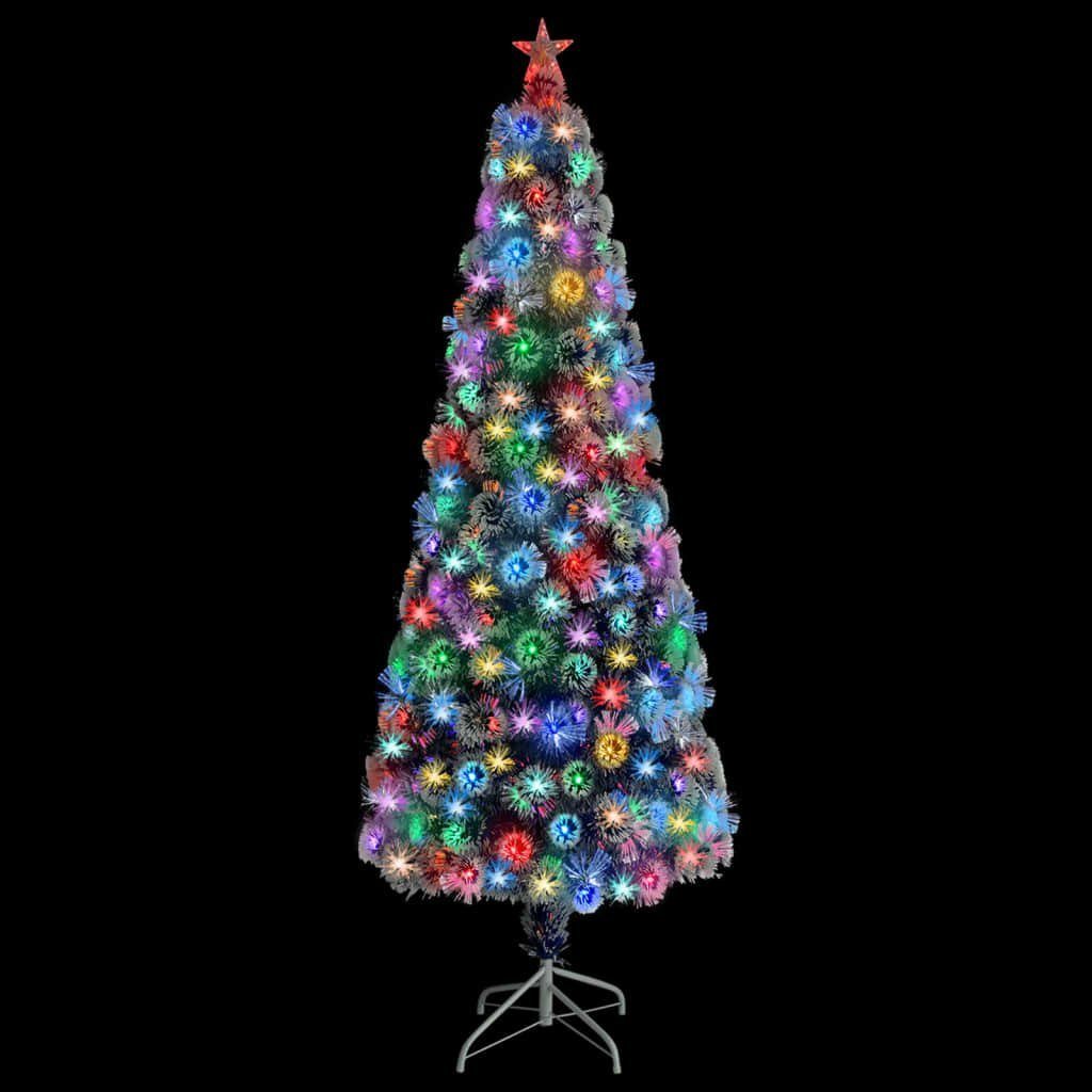 vidaXL Künstlicher Weihnachtsbaum 210 x 90 cm Künstlicher Weihnachtsbaum mit LED Weiß Blau 210 cm Glasf