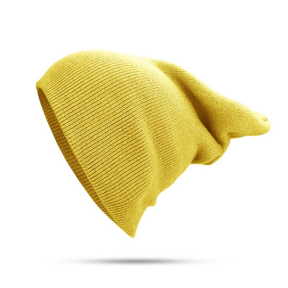 Warm Mit Blusmart Mütze Für Strickmütze Unisex, Bündchen, Damen Und Herren, Einfarbig, Gelb