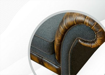 JVmoebel Chesterfield-Sofa, Chesterfield 3 Sitzer Braune Leder Stoff Wohnzimmer Modern Luxus Möbel