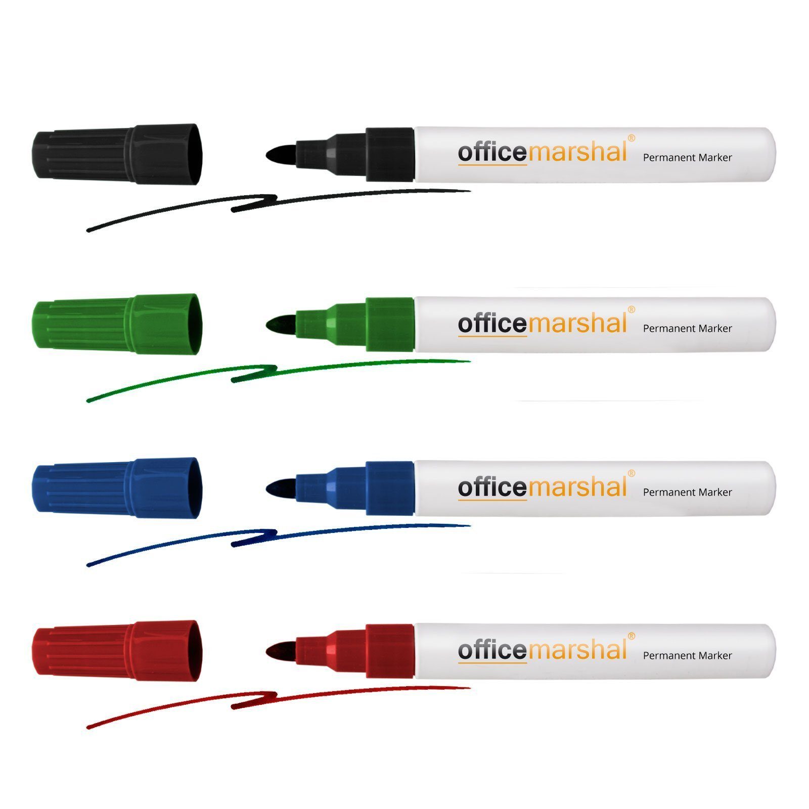Office Marshal Whiteboard Marker 10er-Set verschiedene Farben, 4 Farben, (10-tlg), Für Whiteboards und Flipcharts Gemischt