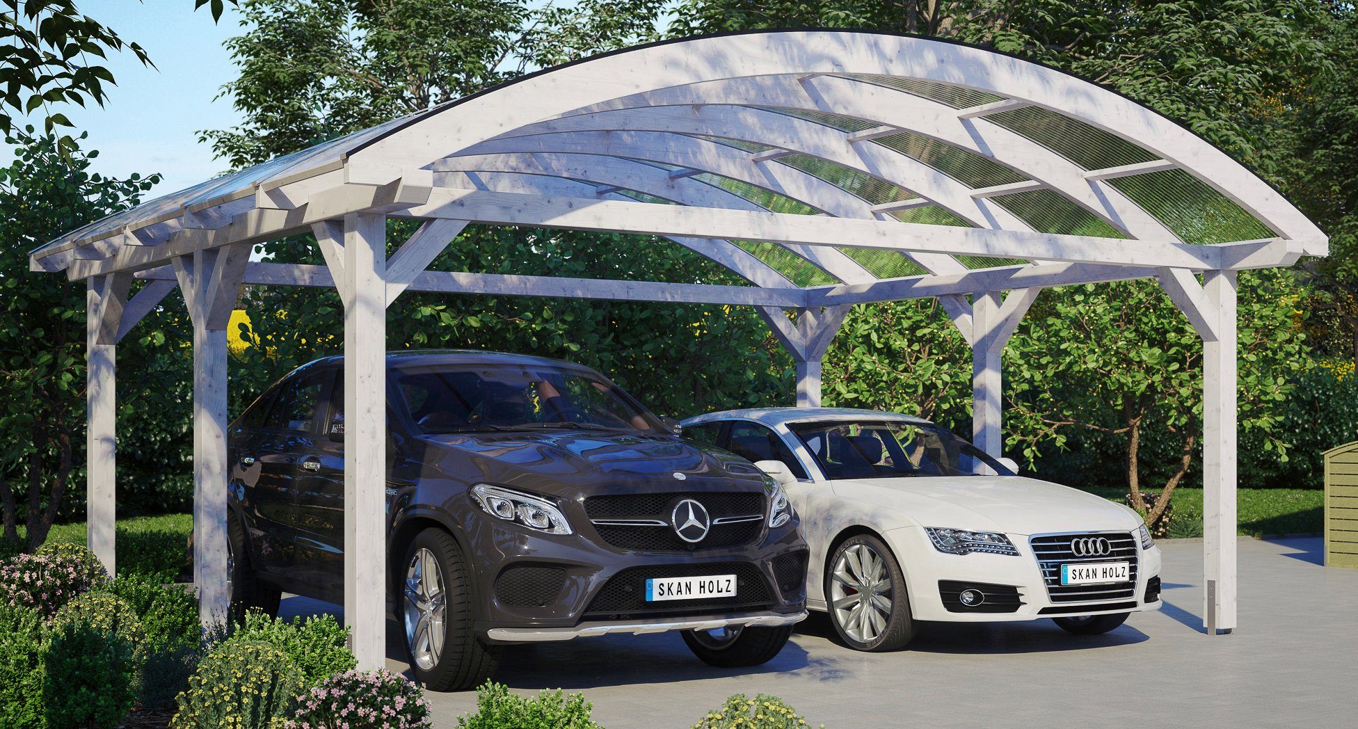 Skanholz Doppelcarport Franken, BxT: 635x541 cm, 220 cm Einfahrtshöhe